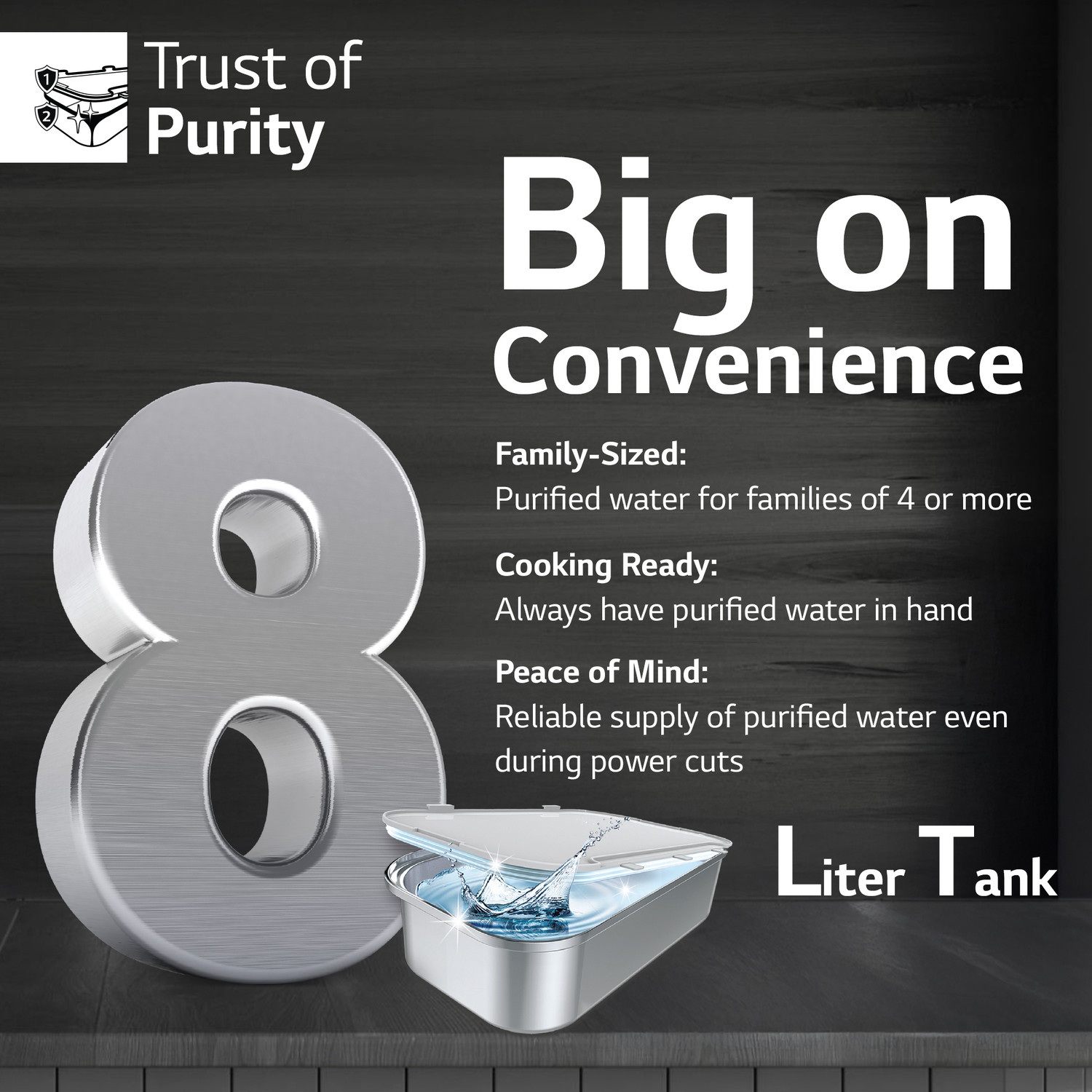 Image of LG WW132NF 8 L RO Water Purifier Dual Protection Airtight Stainless Steel Tank | Digital Sterilizing care | Wall Mount | Multi Stage Filtration Process | Suitable for all - Borewell, Tanker, Municipality Water