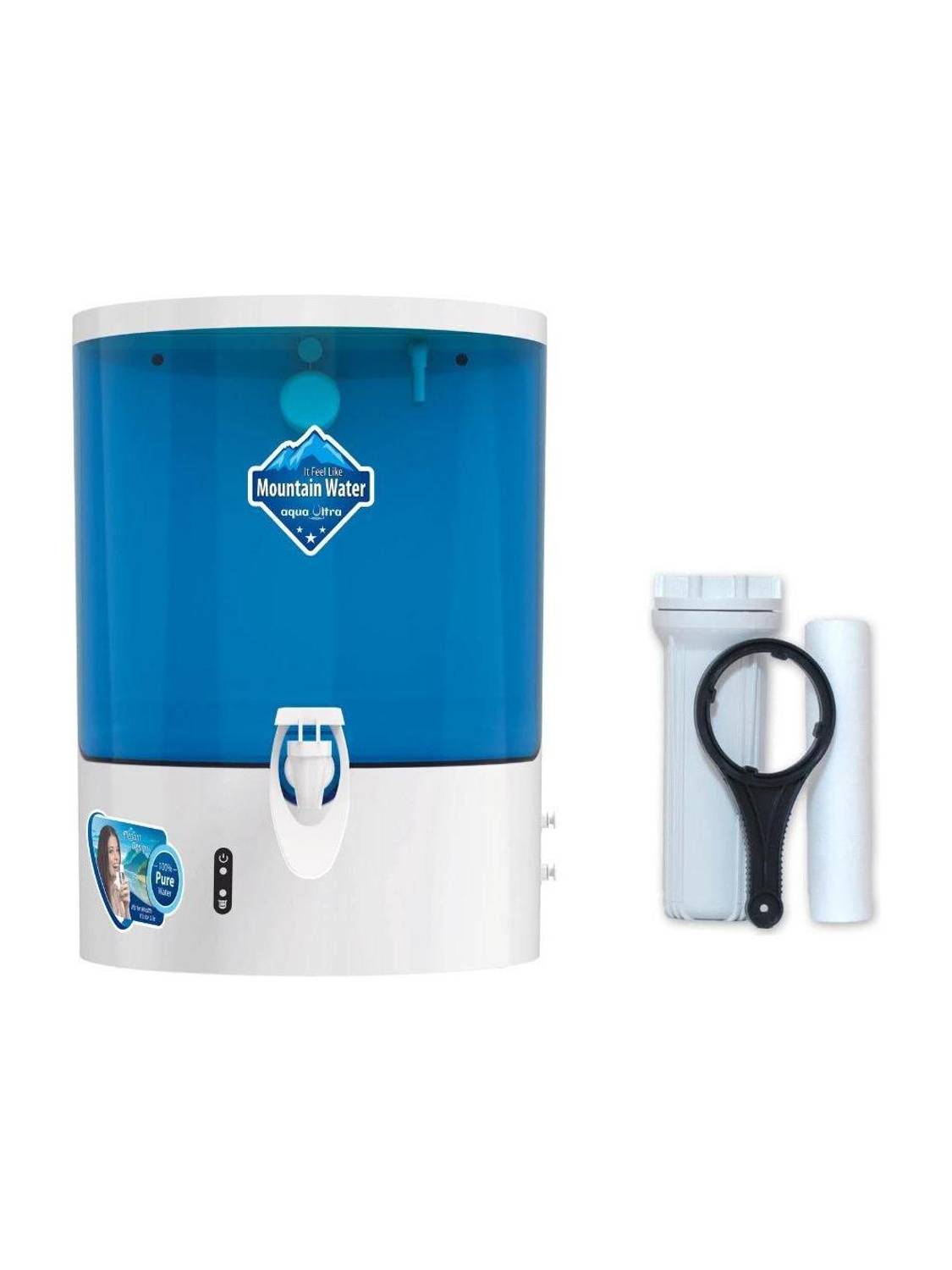 Aquaultra Mountain fresh Copper +zinc+ alkaline 9 L RO + UV + UF + Alkaline + Minerals Water Purifier