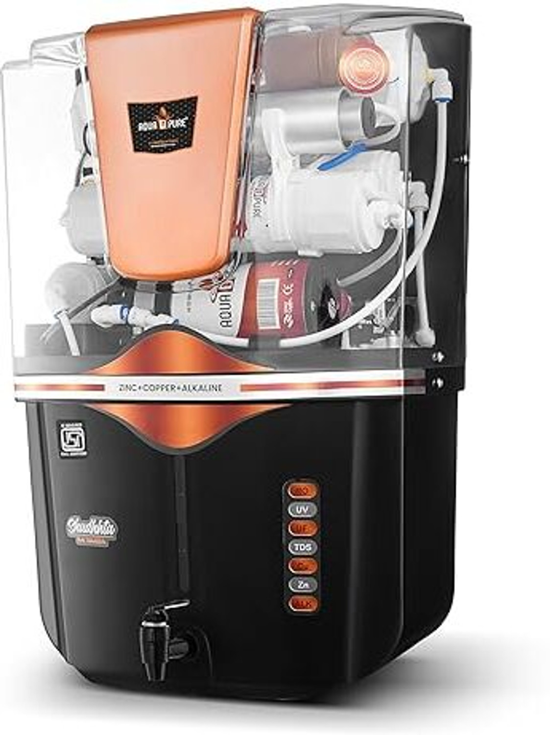 Image of AquaDpure RO Water Purifier with 4 in 1 Copper+Zinc+Alkaline Technology 12 L RO + UV + UF + Copper + Alkaline + Copper + Zinc Water Purifier
