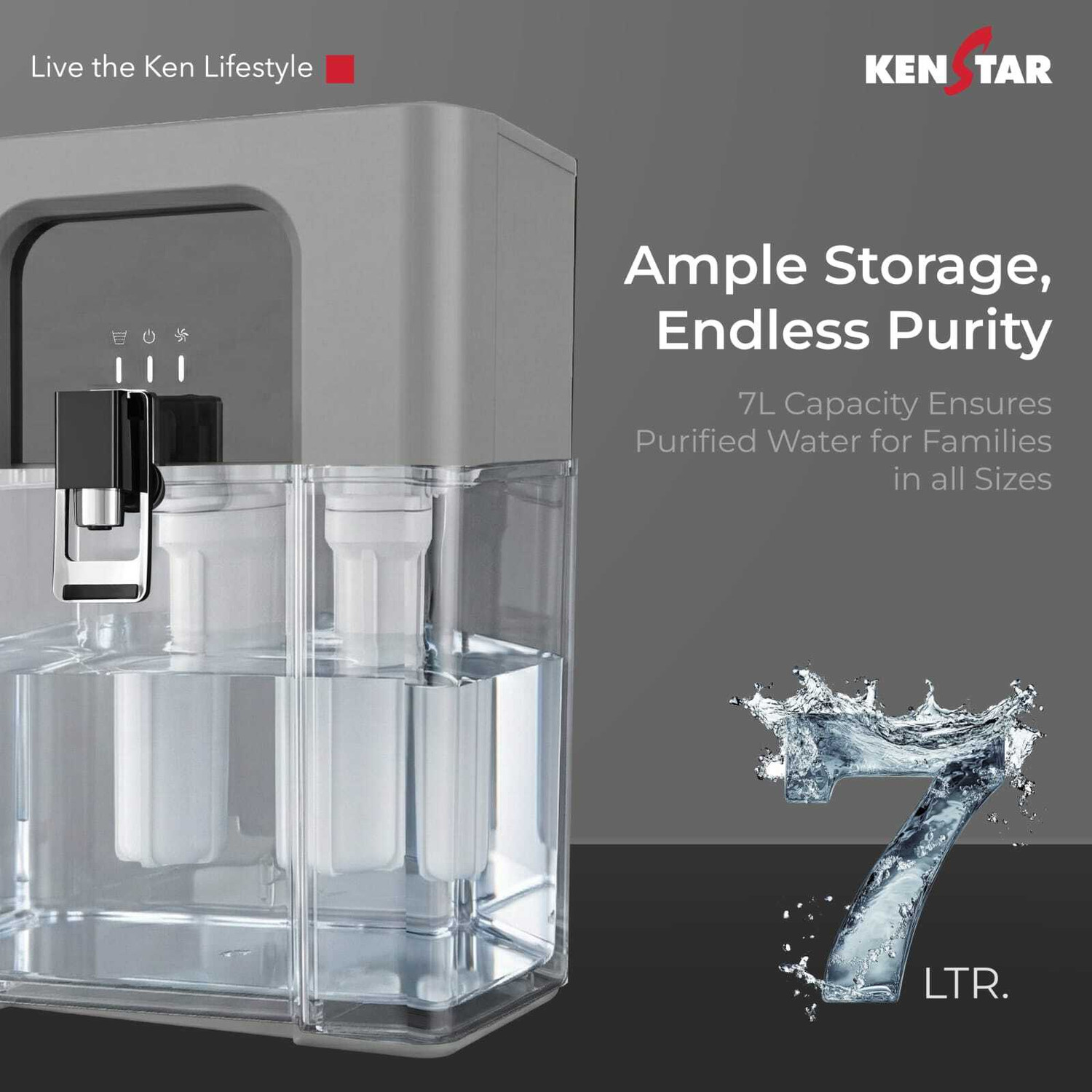 Image of Kenstar New Innopure 7 L RO + UV + UF + Copper + Alkaline + TDS Control Water Purifier