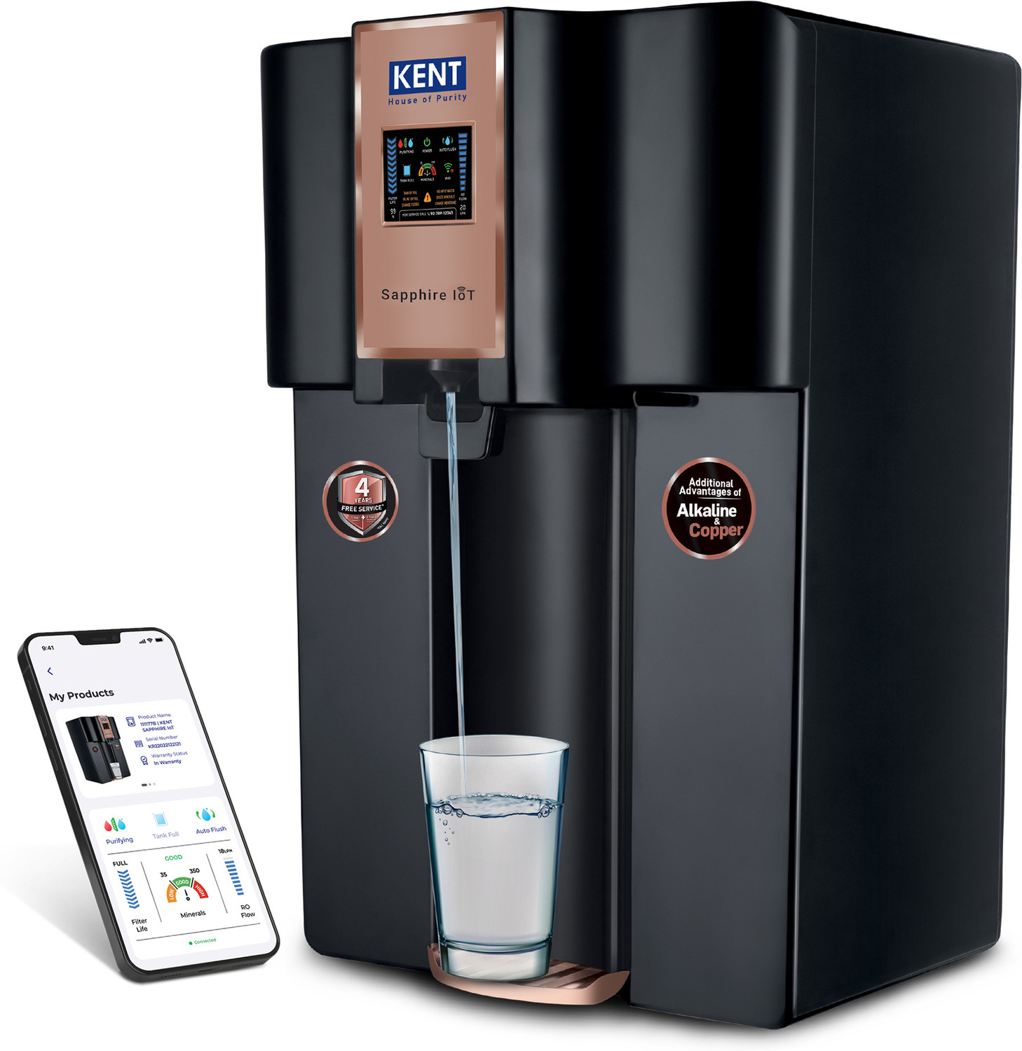 Image of KENT Sapphire IoT 8 L RO + In-Tank UV + UF + Copper + Alkaline + Minerals + TDS Control Water Purifier