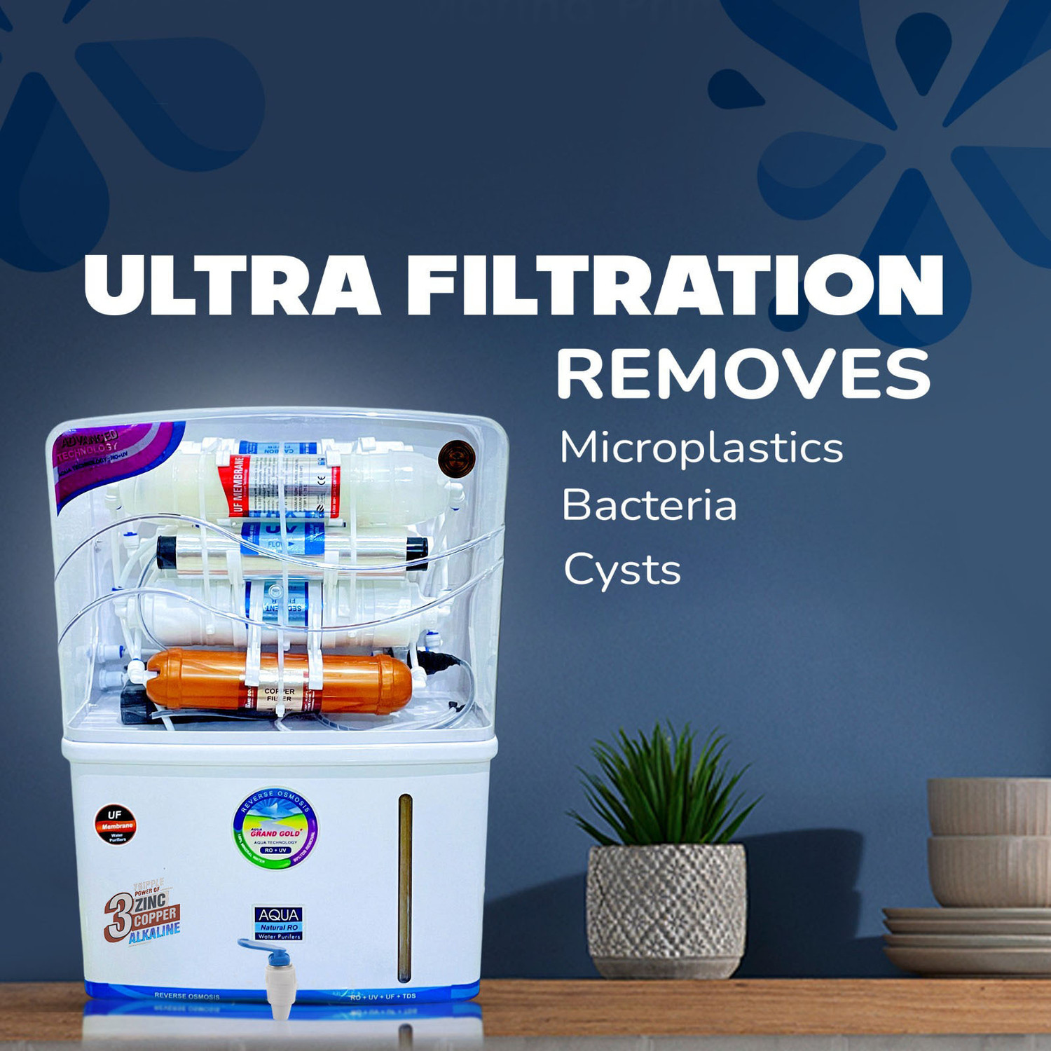 Image of Aquamart copper alkaline zinc technology , with water purifier active copper 10 L UV Water Purifier