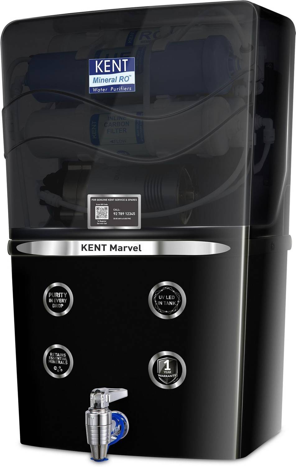KENT Marvel 8 L RO + UV + UF Water Purifier Advanced RO Tech for Sabse Shudh Paani 8L 20LPH Flow Ideal for Borewell/Tanker/Municipal Water Largest Service Network