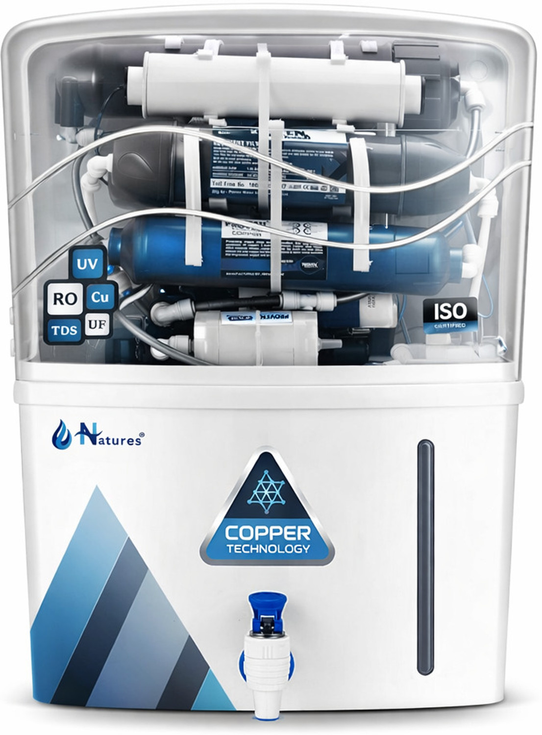Image of Natures Aqua Copper RO water purifier Electric Water Purifier with Metallic Sheet 13 L RO + UV + UF + TDS Control Water Purifier