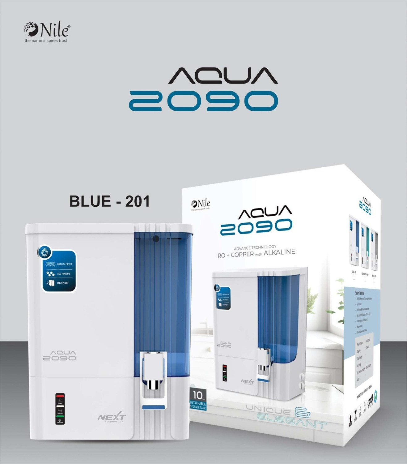 Image of Aquaspure AQUA 2090 10 L RO + UV + UF + Copper + Alkaline + TDS Control Water Purifier