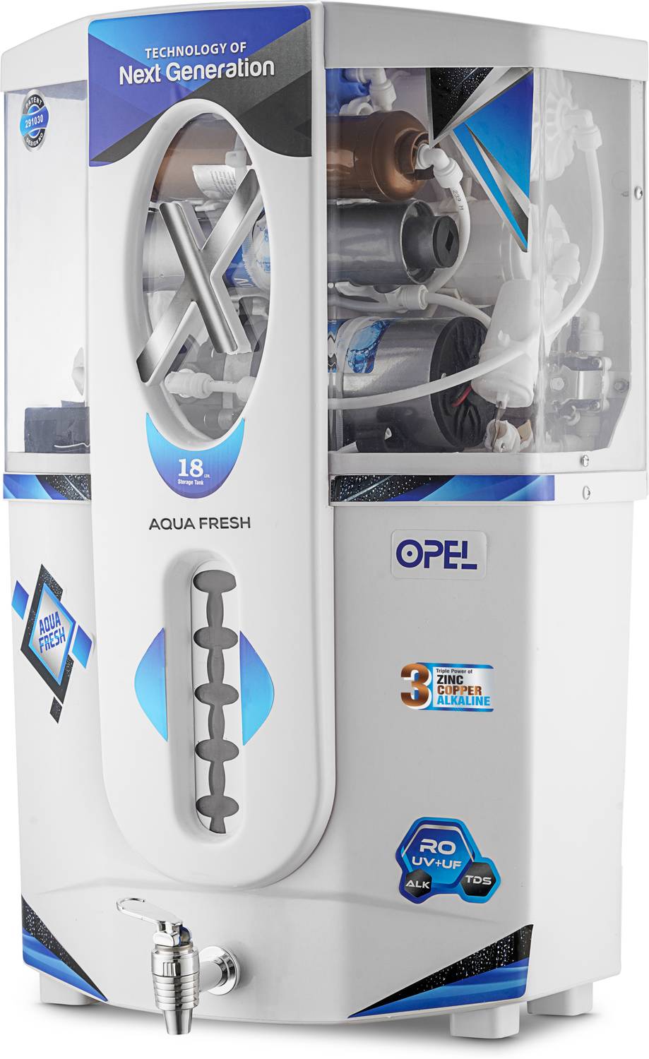 Aqua Fresh Opel copper Needs no service for 4 years Unconditional Warranty 18 L RO + UV + Copper + Alkaline + Minerals Water Purifier 3