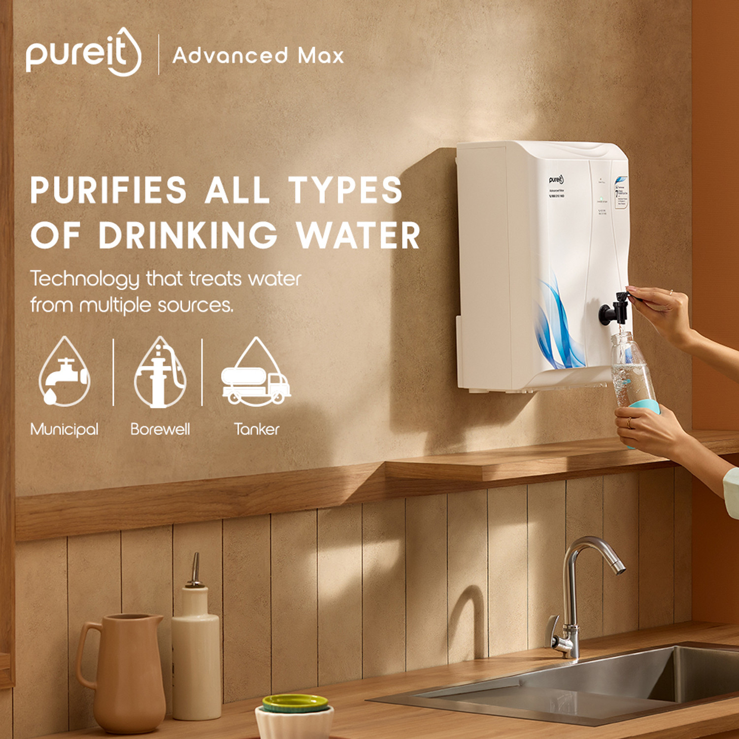 Image of Pureit by HUL Advanced Max 6 L RO + UV + Minerals Water Purifier Suitable for all - Borewell, Tanker, Municipality Water