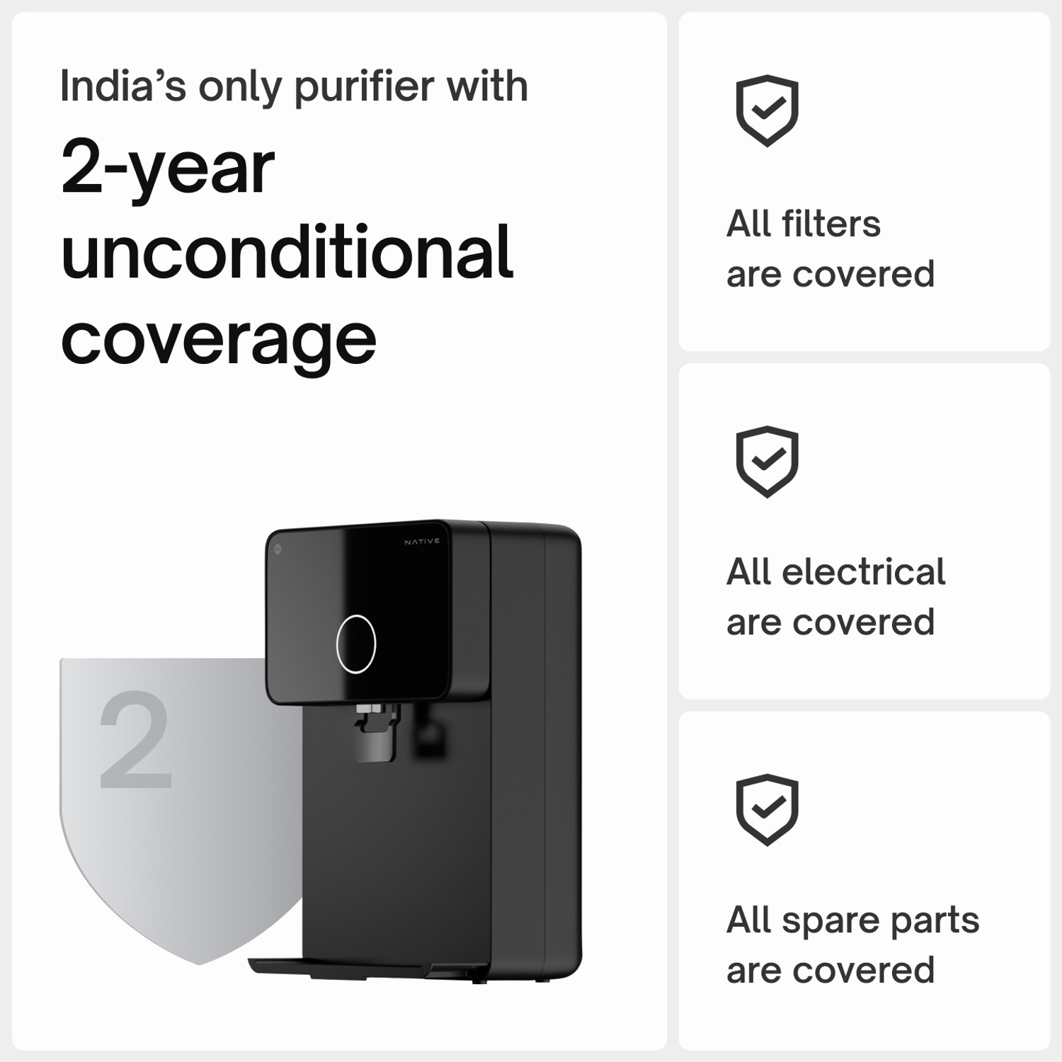 Image of NATIVE By Urban Company M1 Pro 7 L RO + UV + Alkaline + Minerals Water Purifier Smart Real-Time Tracking 10-Stage Smart No Service for 2 Years