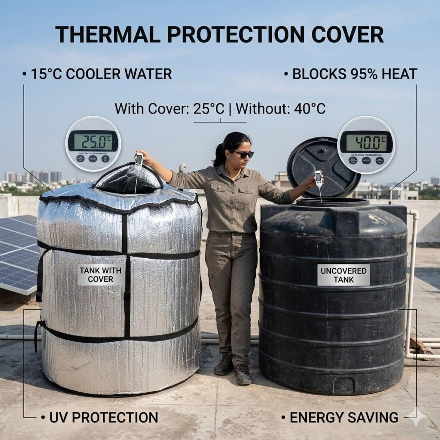 Image of Lipzie Water Tank Insulation Cover Heat Proof 1000 L Water Tank