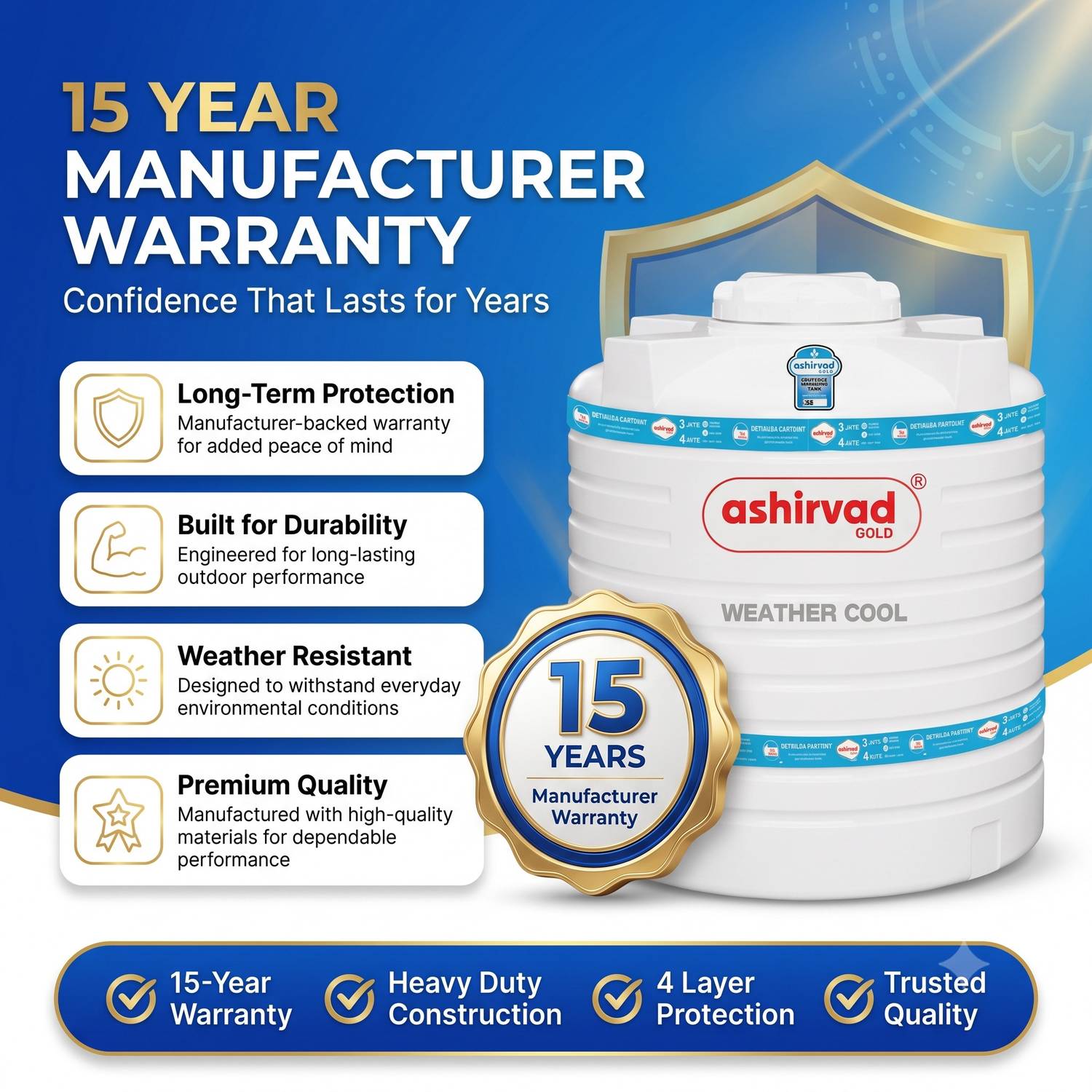Ashirvad Gold 4 Layer 1000L Insulated Water Tank - Image 3
