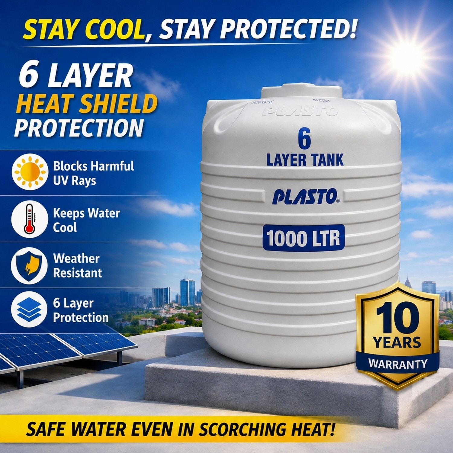 Image of Plasto 6 layer 1000 L Water Tank