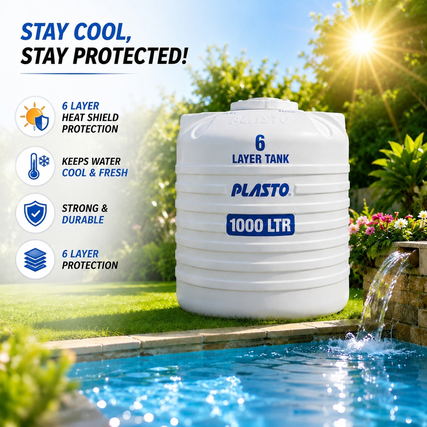 Image of Plasto 6 layer 1000 L Water Tank