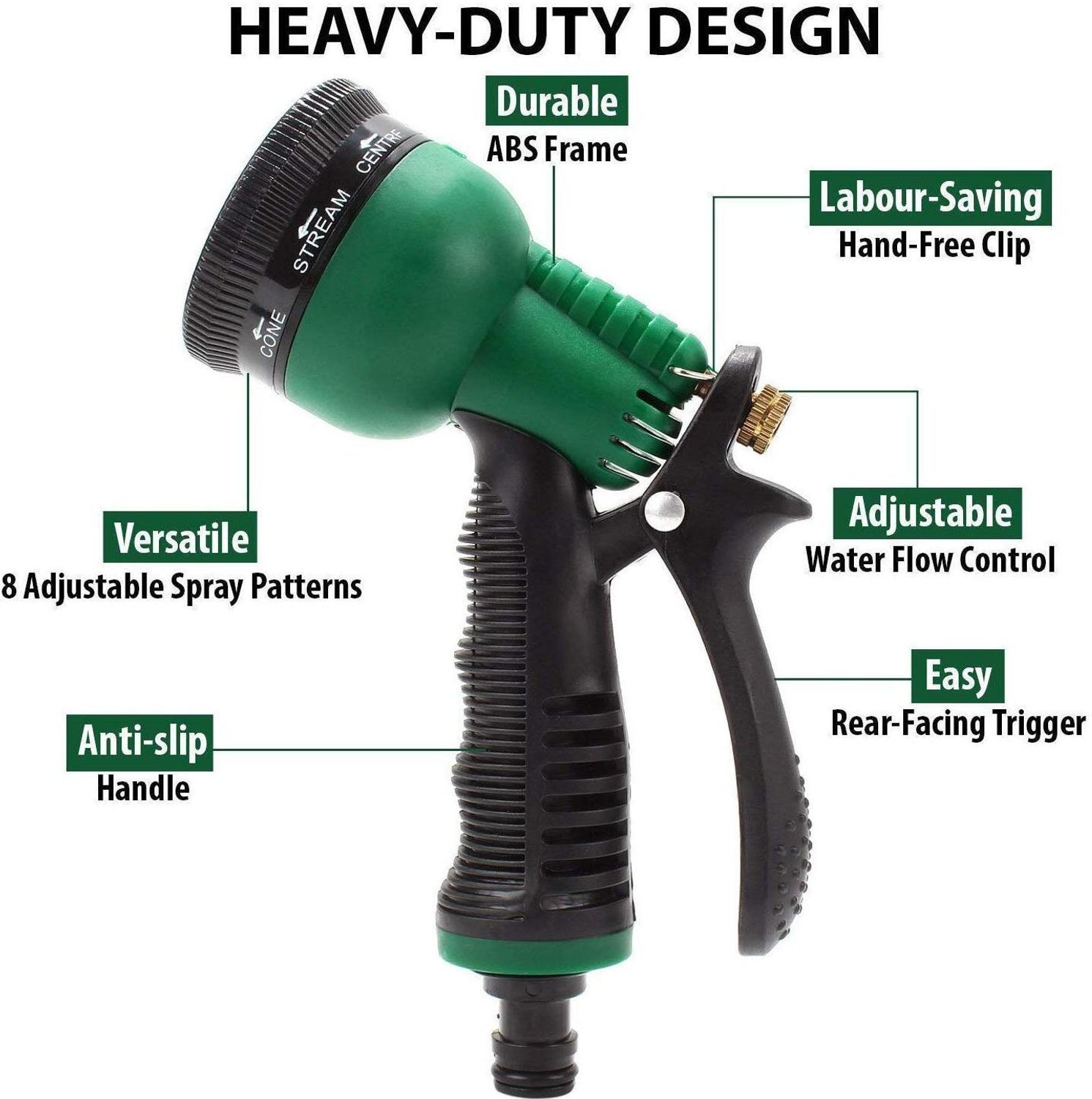 Image of Dk Craft Touch Water Spray Gun 8 in 1 Adjustable Patterns for Garden /Bike /Car and Pet wash Watering Wand