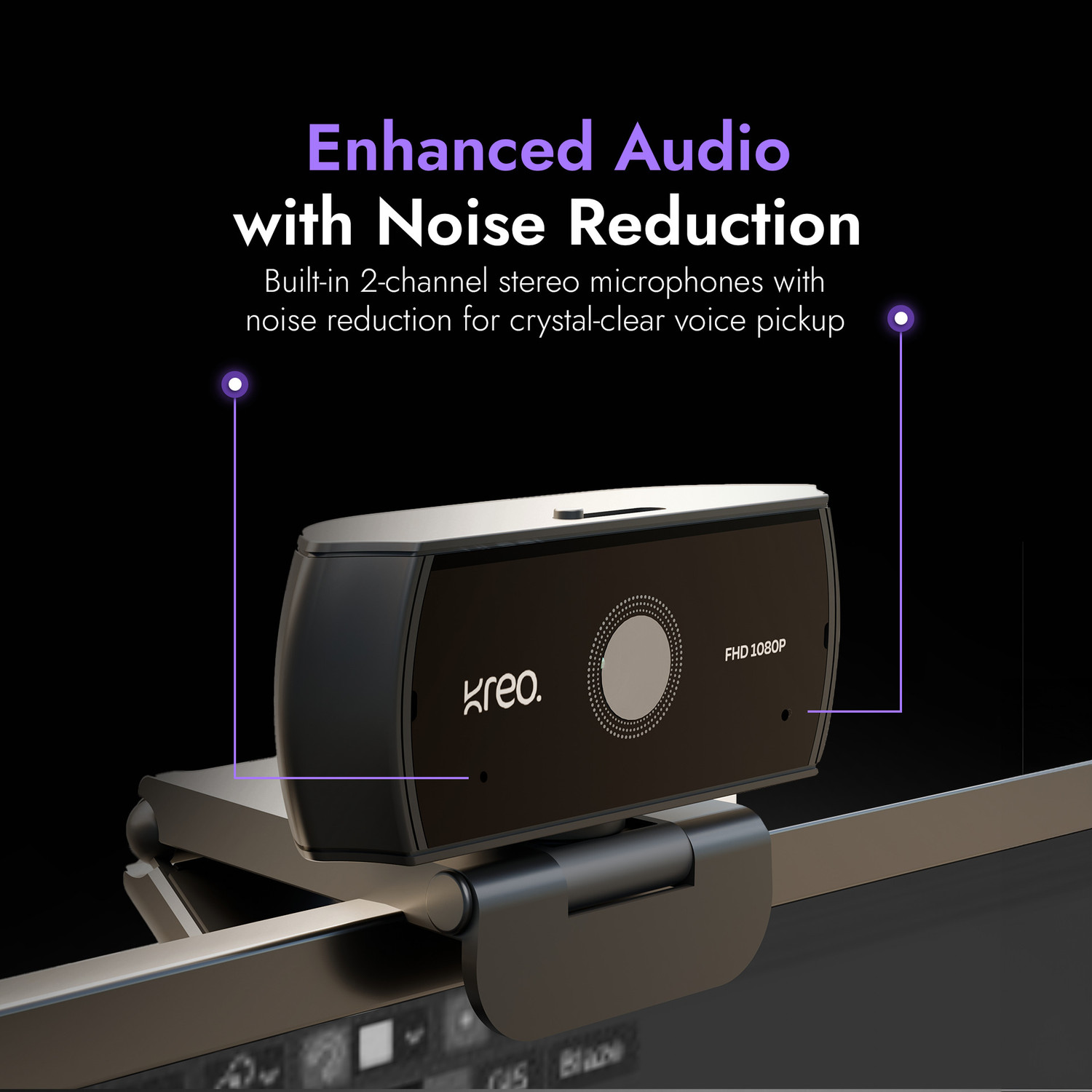 Image of Kreo Owl Lite Full HD Webcam 1080p, with Microphone, USB Connectivity