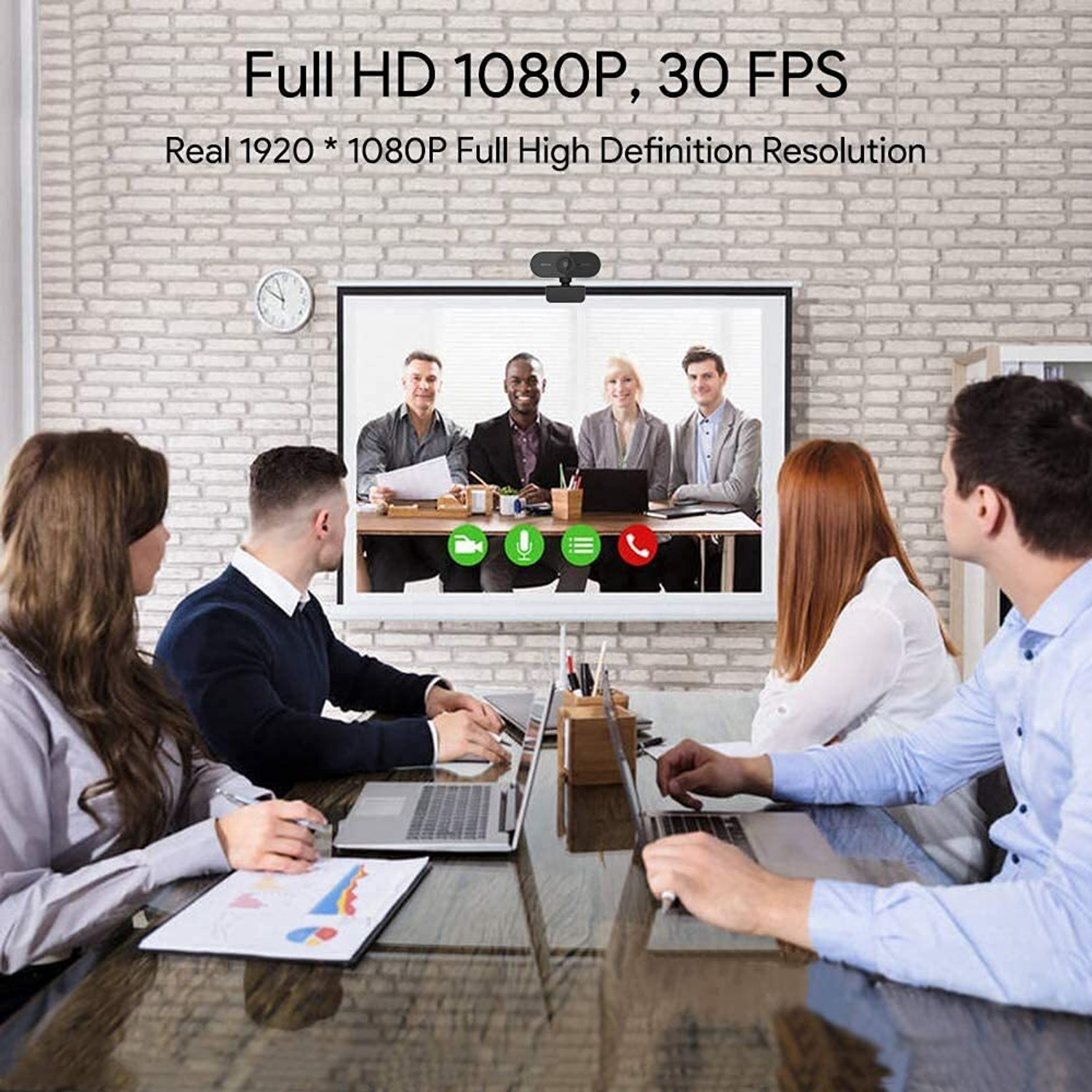 Image of AUSHA 1080P Full HD Webcam with Microphone Full HD Webcam 1080p, with Microphone, USB Connectivity