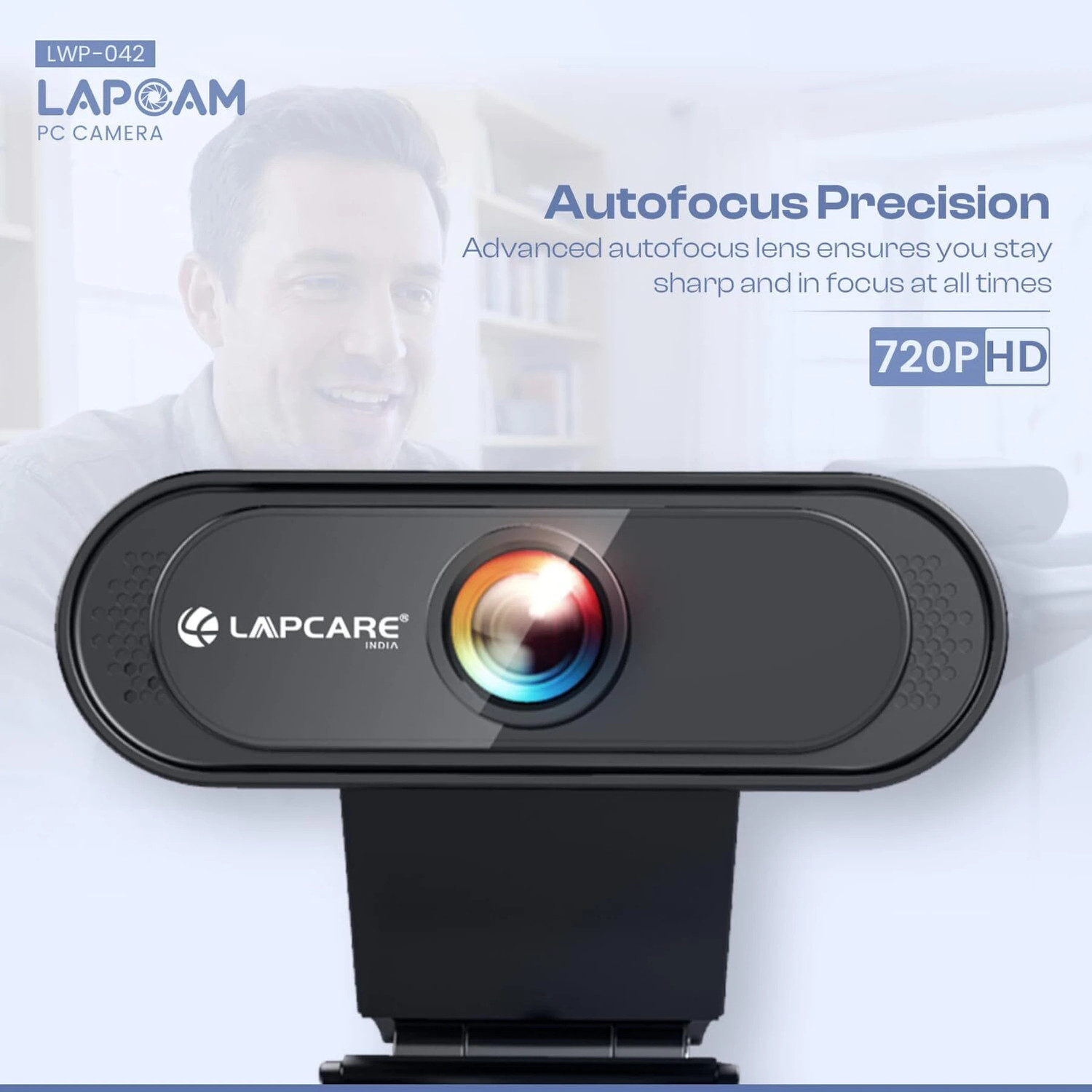 Image of LAPCARE lapcam pc camera HD 720p HD Webcam 720p, with Microphone, USB Connectivity (Black)