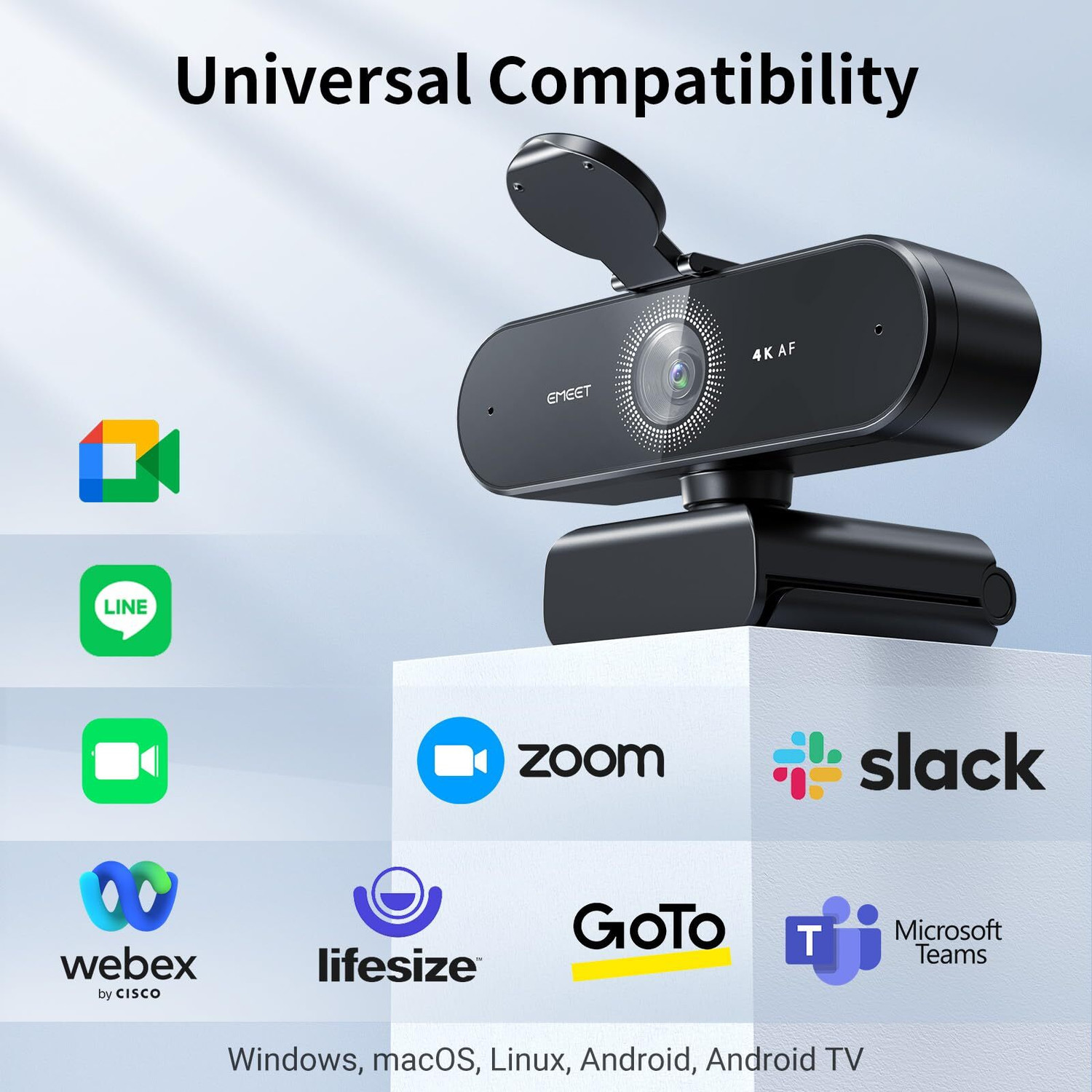 Image of Emeet NOVA 4K Webcam (C60E) 4K Webcam 2160p, 2048p, 1080p, with Microphone, USB Connectivity