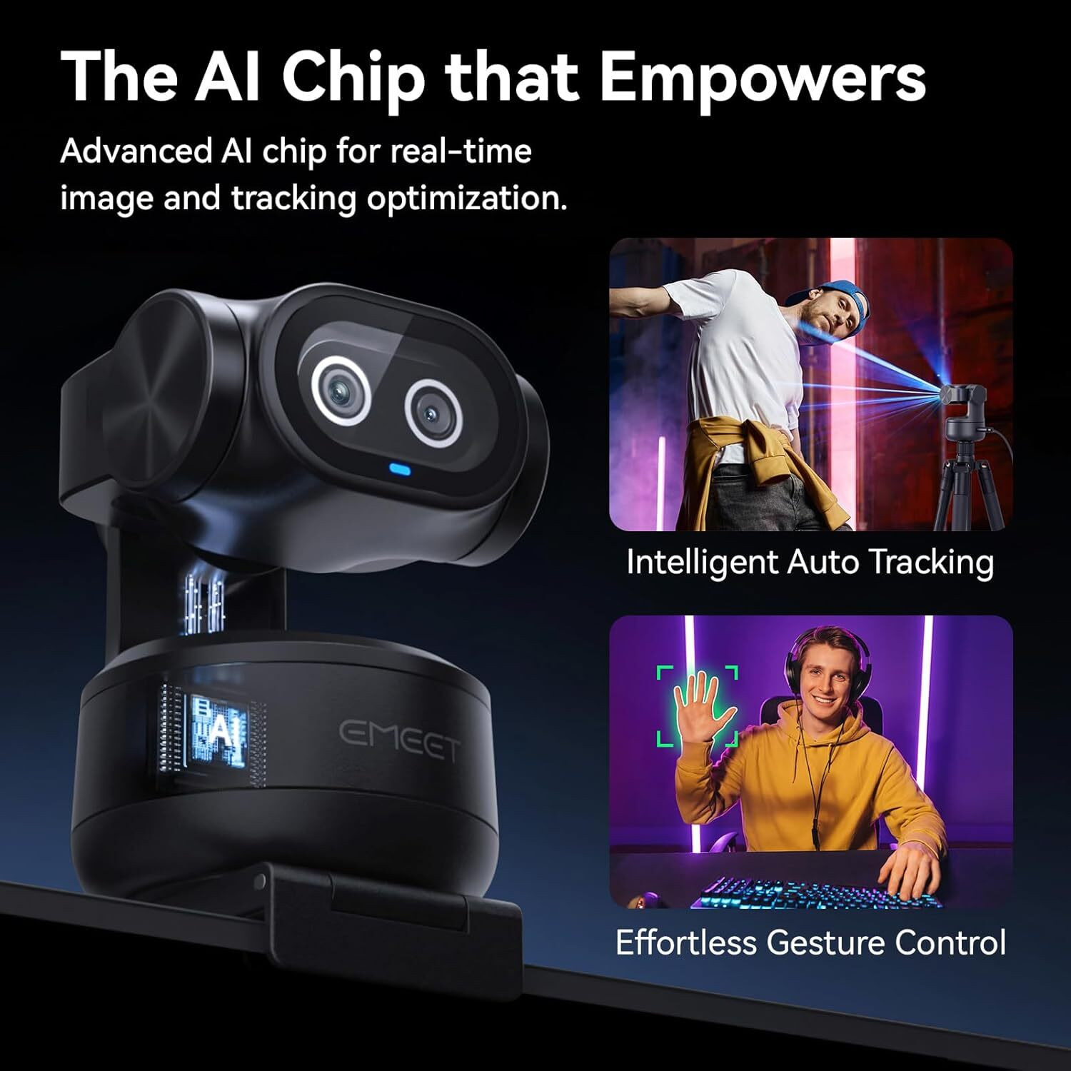 Image of Emeet PIXY AI Tracking Webcam 4K Webcam 2160p, 2048p, 1080p, 720p, with Microphone, USB Connectivity