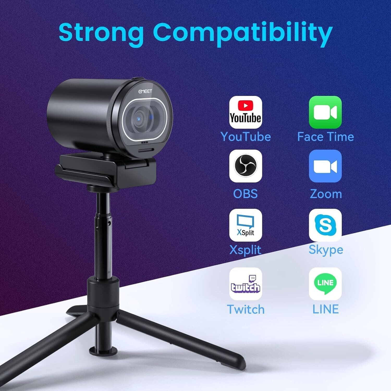 Image of Emeet S600 4K Webcam 2160p, 1080p, with Microphone, USB Connectivity