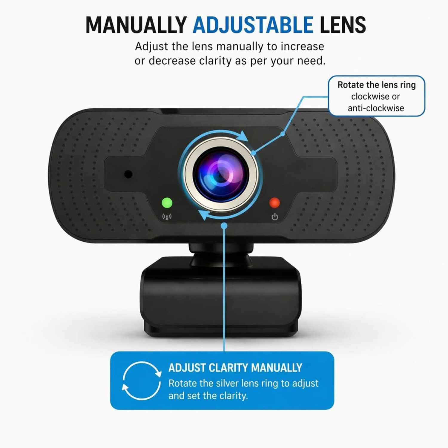 Image of Carecase Full HD 1080P Webcam for PC & Laptop | USB Plug and Play Web Camera Full HD Webcam 1080p, with Microphone, Night vision, USB Connectivity