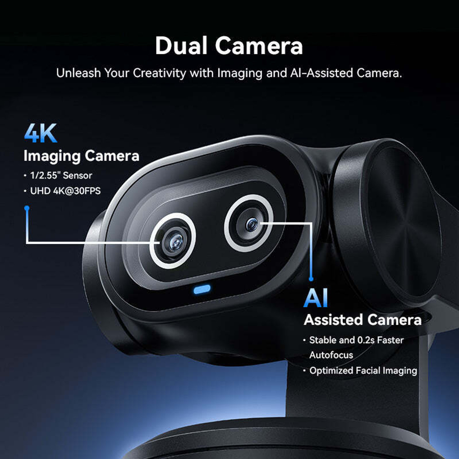 Image of Emeet PIXY AI Tracking Webcam 4K Webcam 2160p, 2048p, 1080p, 720p, with Microphone, USB Connectivity