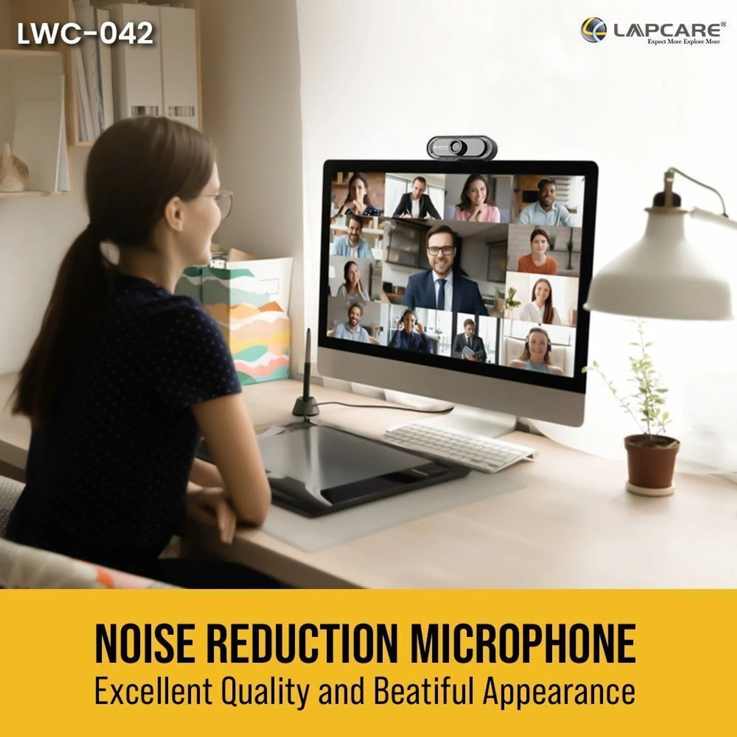 Image of LAPCARE lapcam pc camera HD 720p HD Webcam 720p, with Microphone, USB Connectivity (Black)