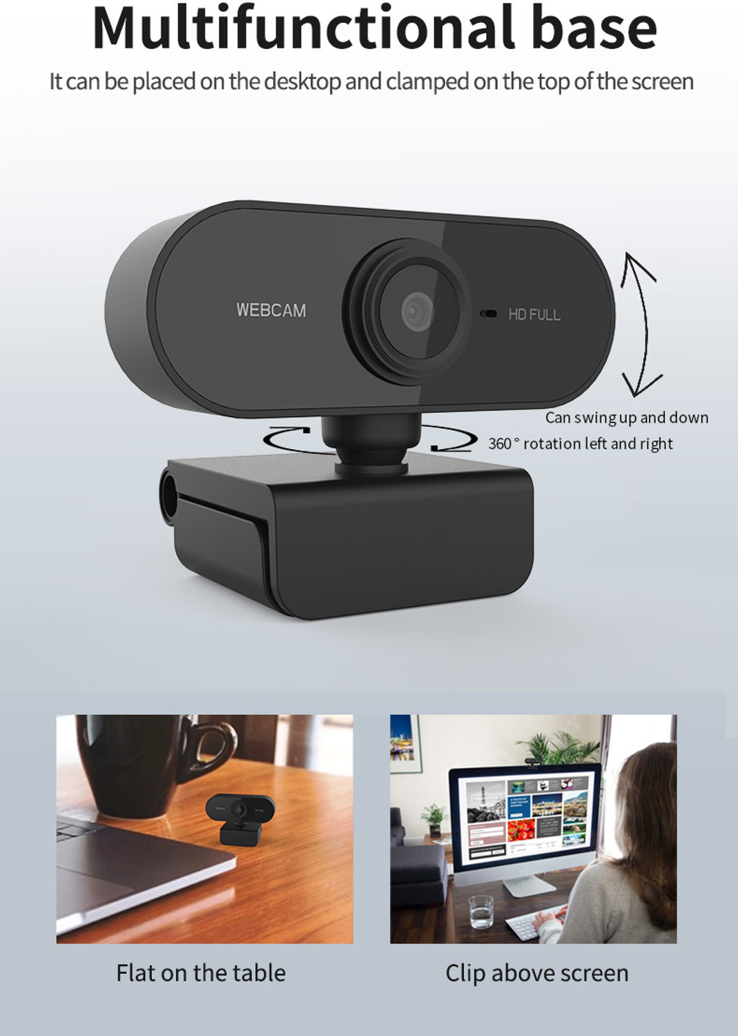 Image of AUSHA 1080P Full HD Webcam with Microphone Full HD Webcam 1080p, with Microphone, USB Connectivity