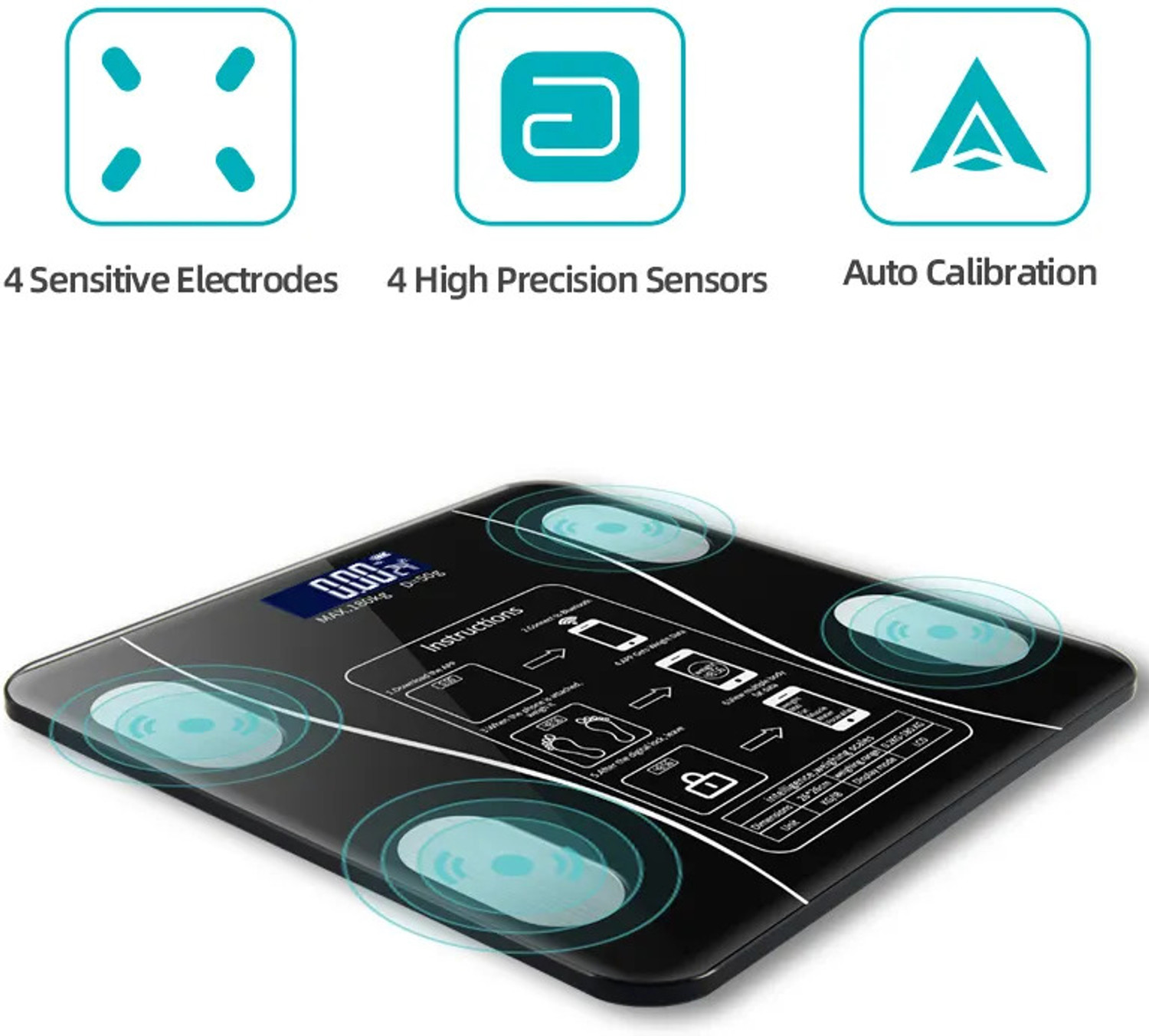 Image of CT-BDS Smart Bluetooth Weight Machine 18 Body Composition Sync with Fitness Mobile App Weighing Scale