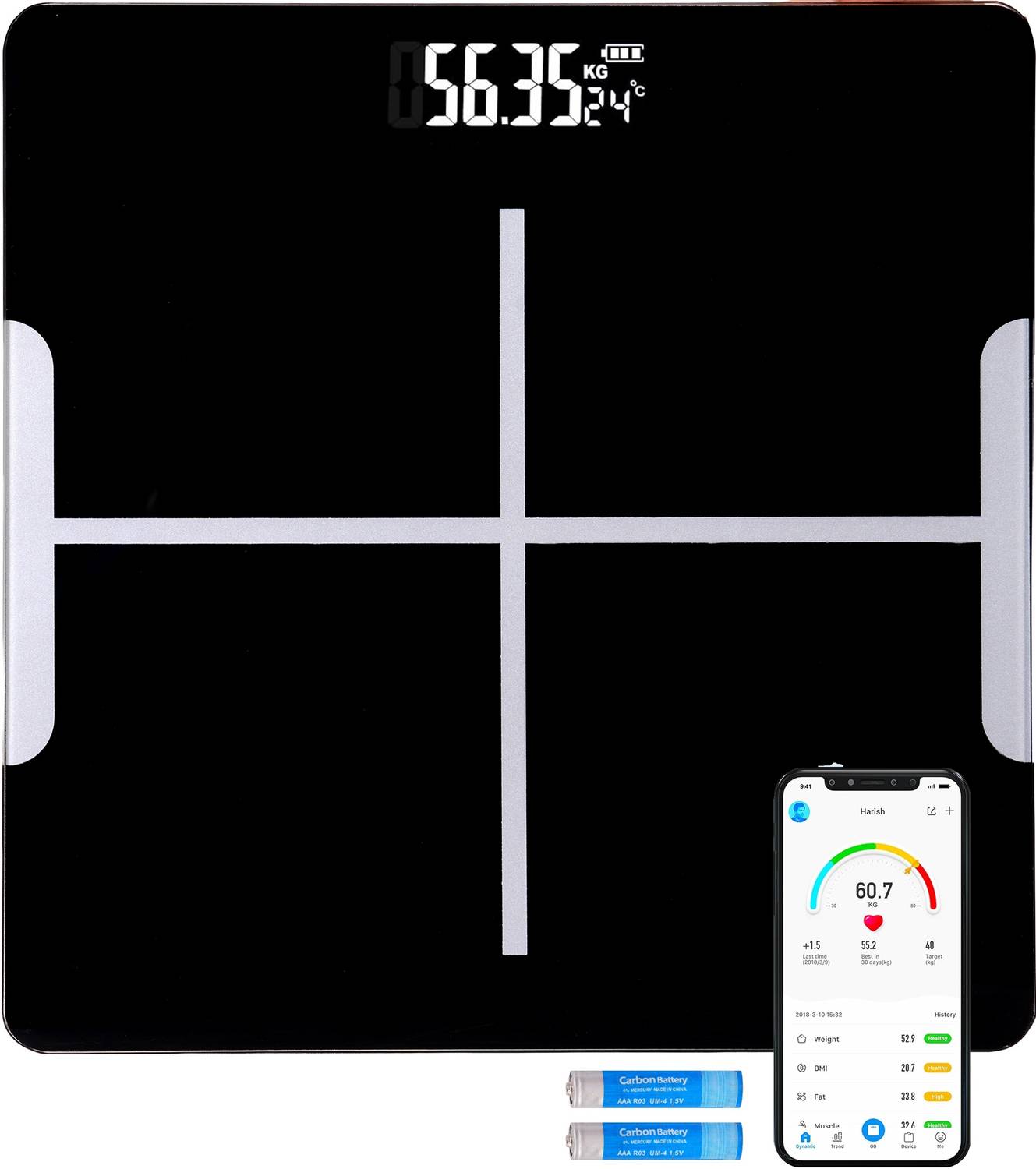 credicus Precision Digital Weight Scale with Bluetooth Sync and F