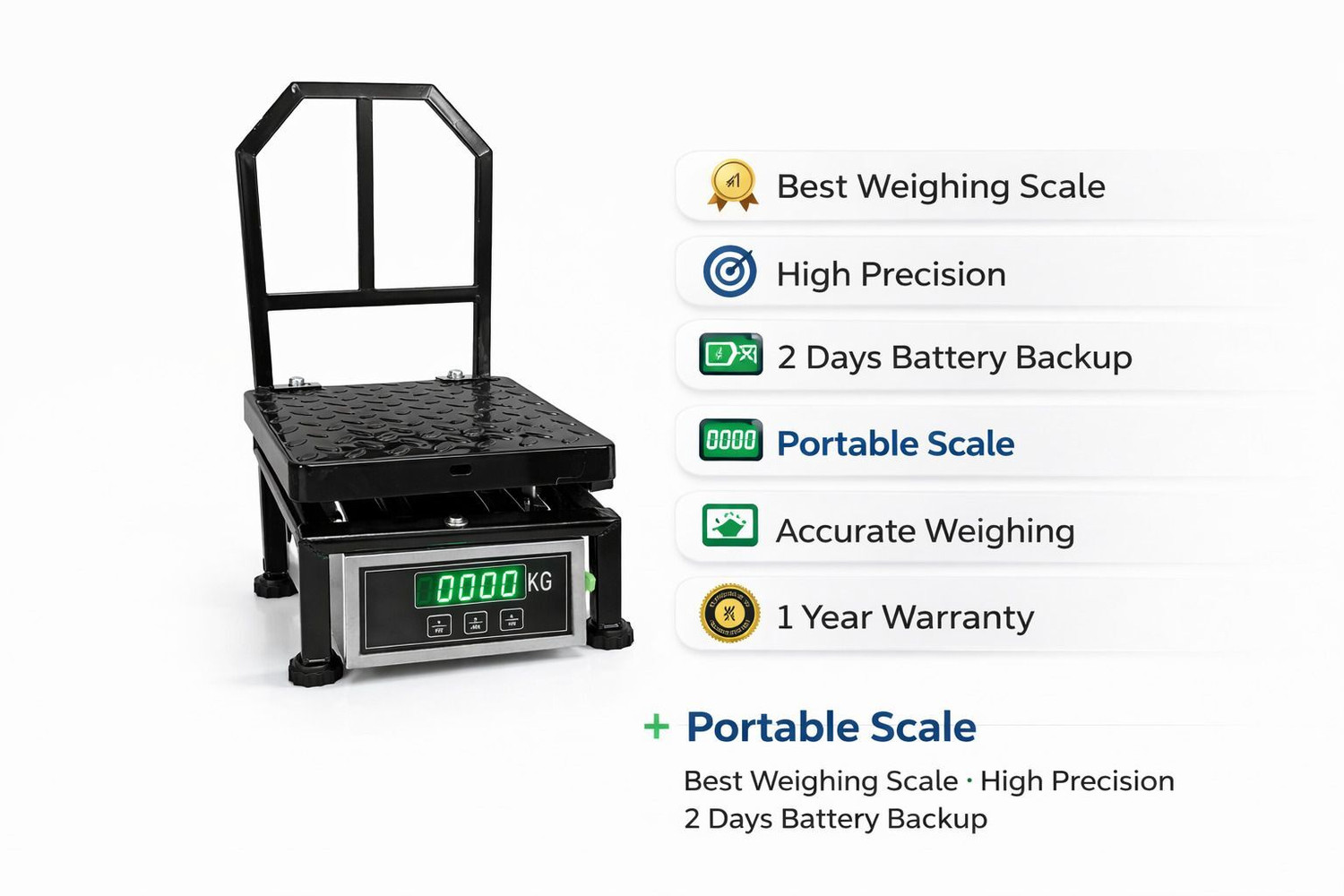 Image of monet 100kg 12*12 inches High Precision; Heavy Duty ; 2 Days Battery Backup Weighing Scale