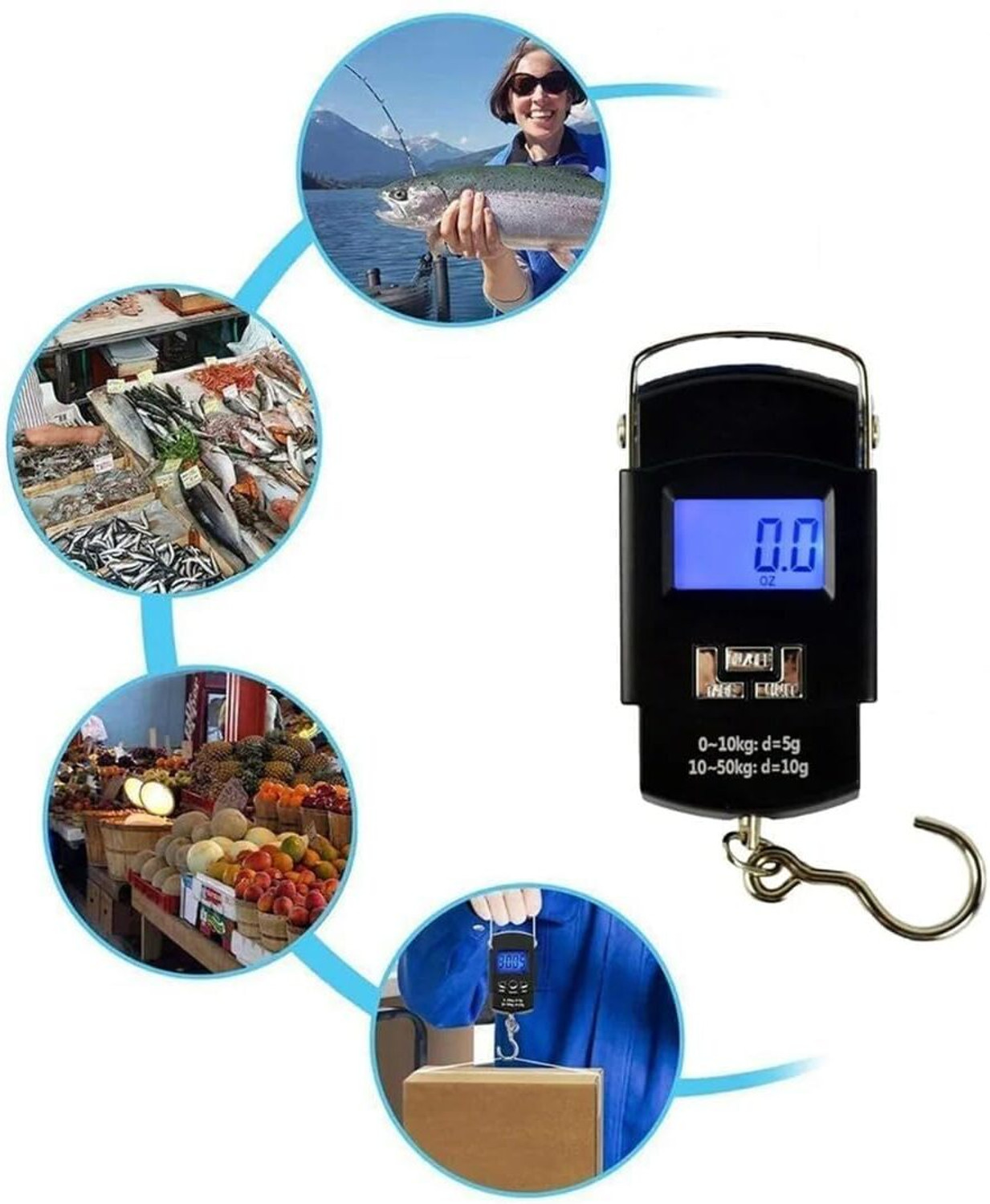 Image of KOTRONICS Digital Hanging Luggage Scale 50kg | LCD & Steel Hook Weighing Scale (Black)