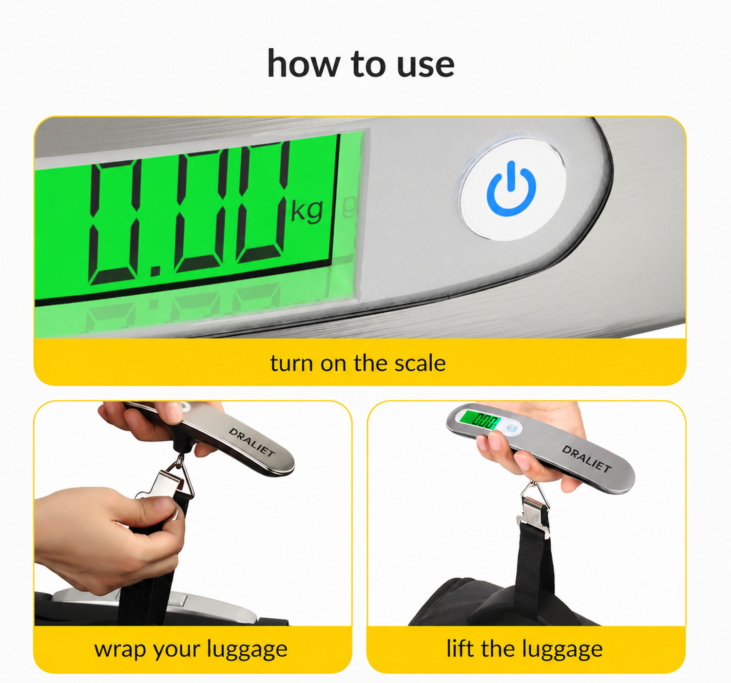Image of DRALIET Weighing Scale for Luggage (Silver ELS) Weighing Scale
