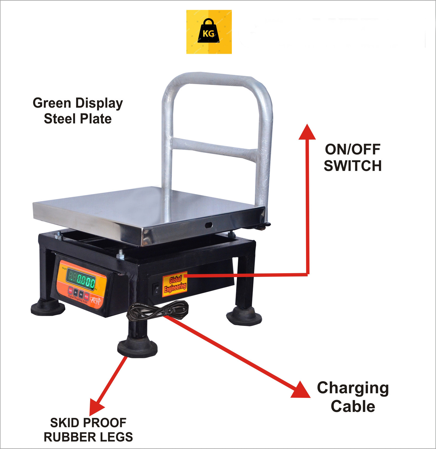 Image of GRAMTECHNOLOGY Digital Scale 100kg x 10g Weight Machine for Kirana, Factory & Vegetable shop Weighing Scale