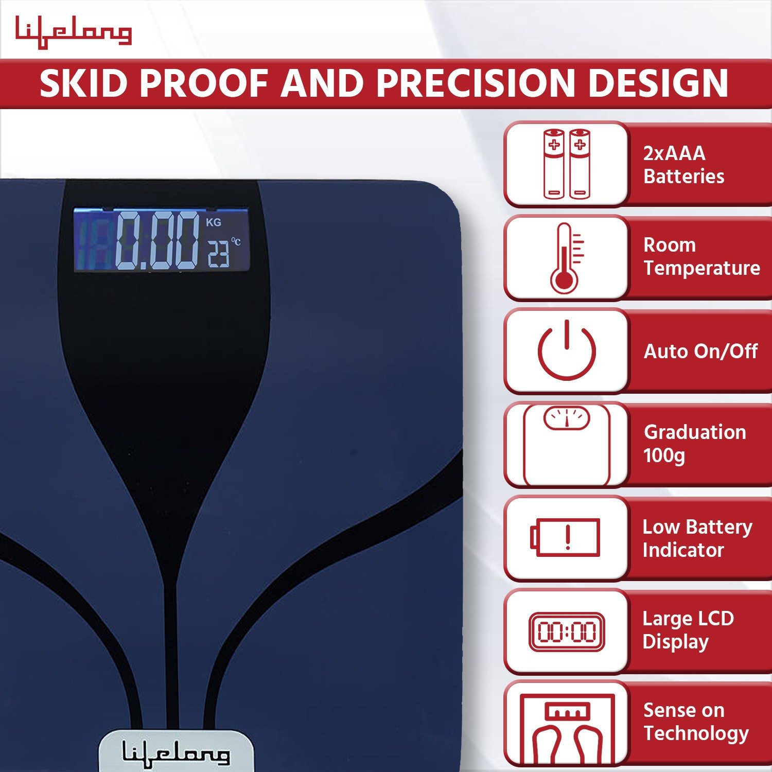 Image of Lifelong Glass Weight Machine Weighing Scale (Blue)