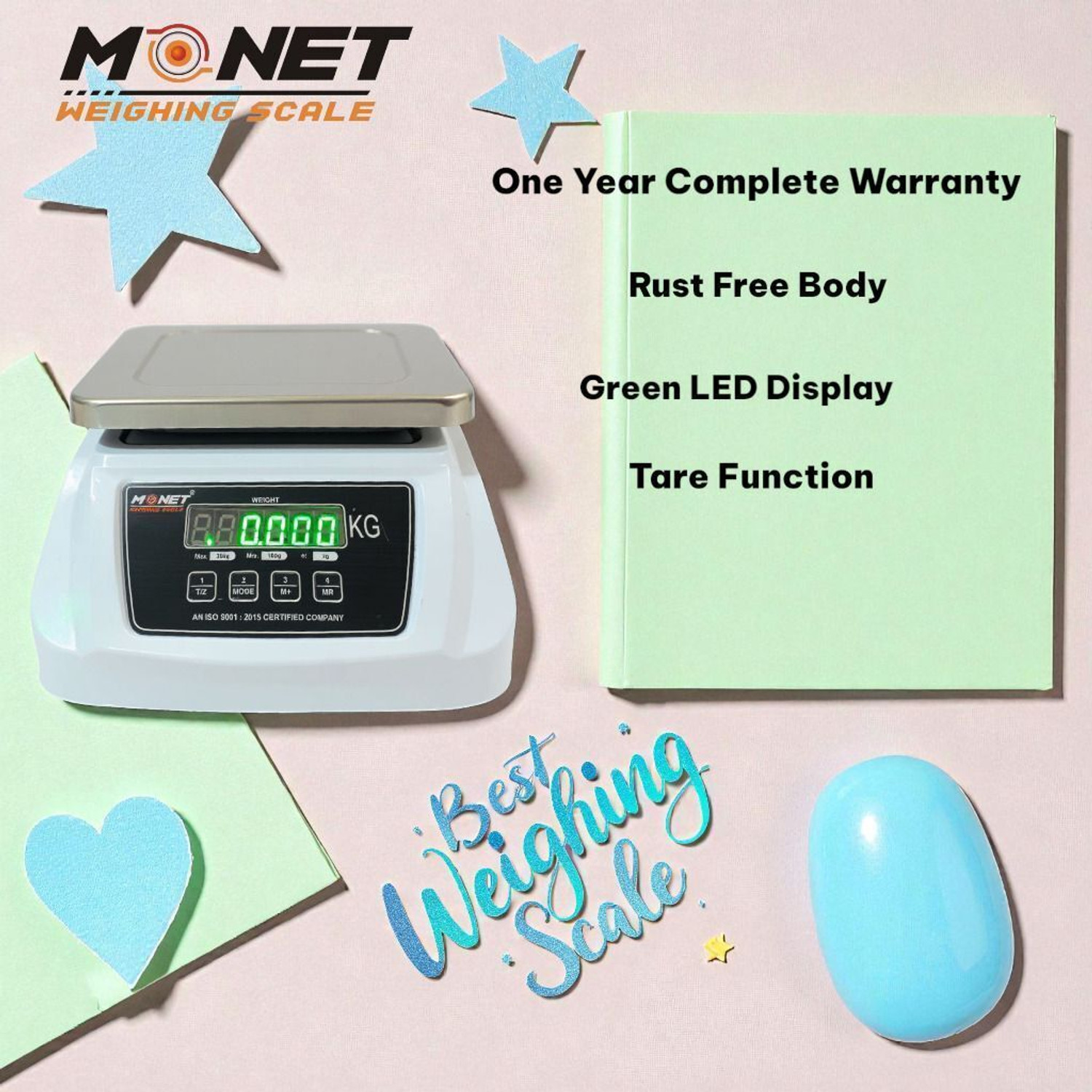 Image of monet MS Pole 30Kg, 2g, with 2Days Battery Backup Weighing Scale