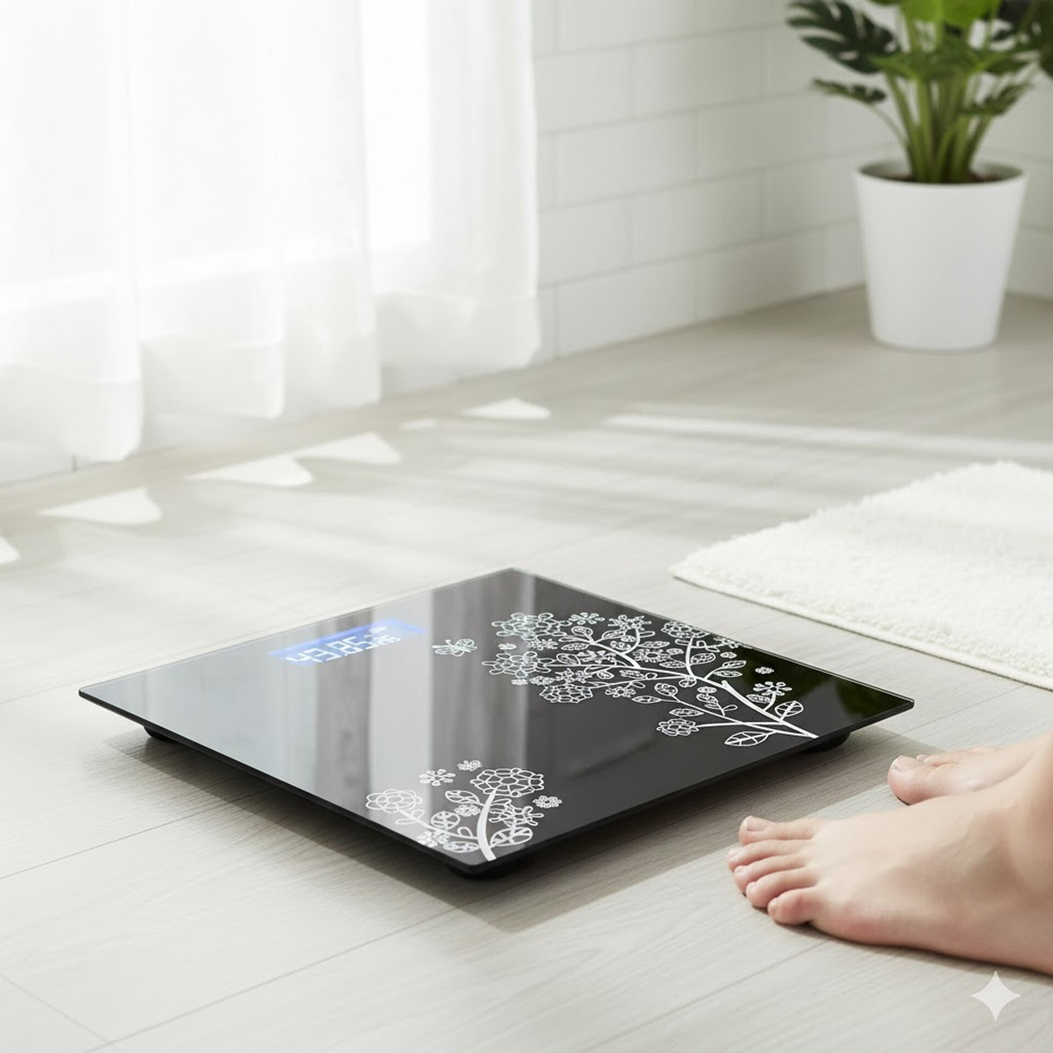 Image of Smart Weigh Personal Body Weighing Scale with LCD Screen weigh scale Anti-Skid Glass Machine Weighing Scale