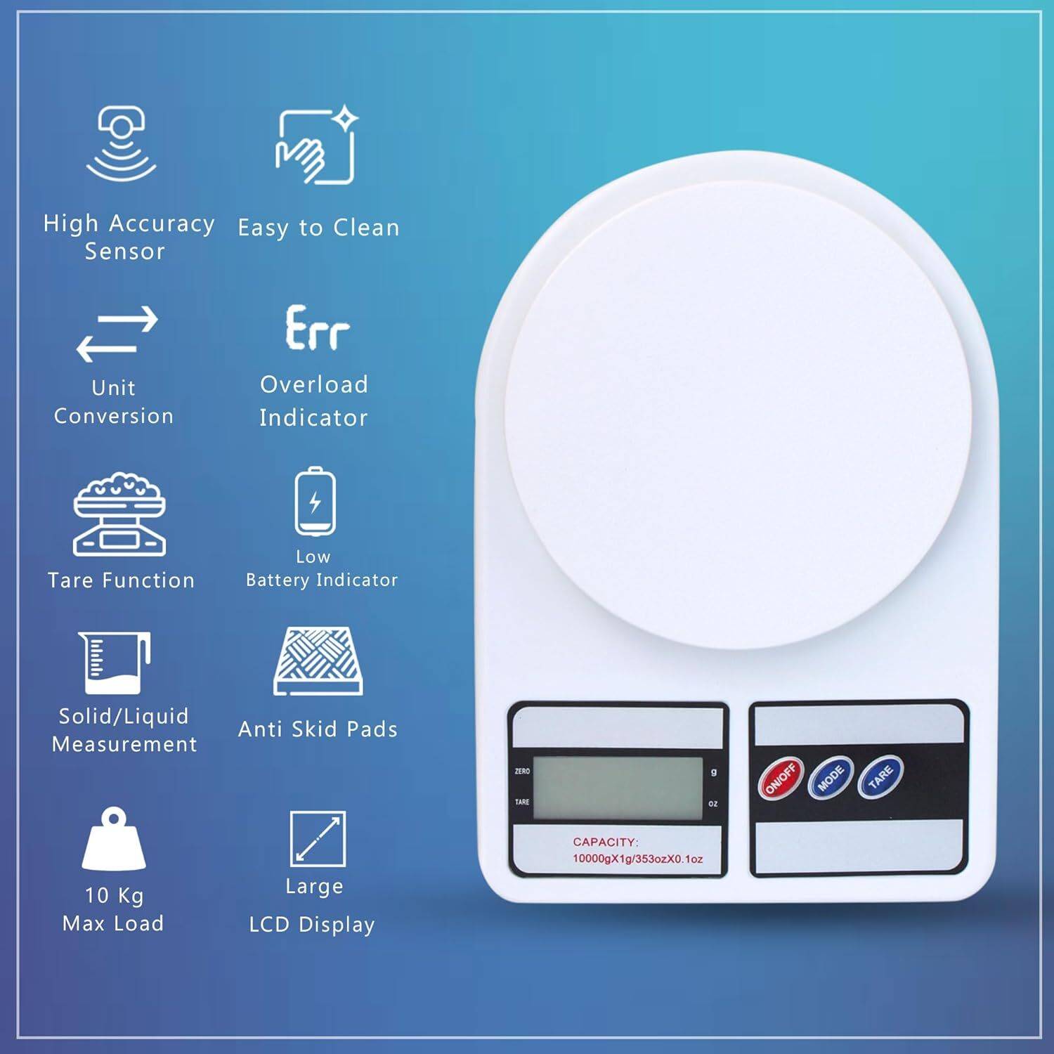 urbanwashcare Digital Kitchen Scale, 10kg LCD - Image 4