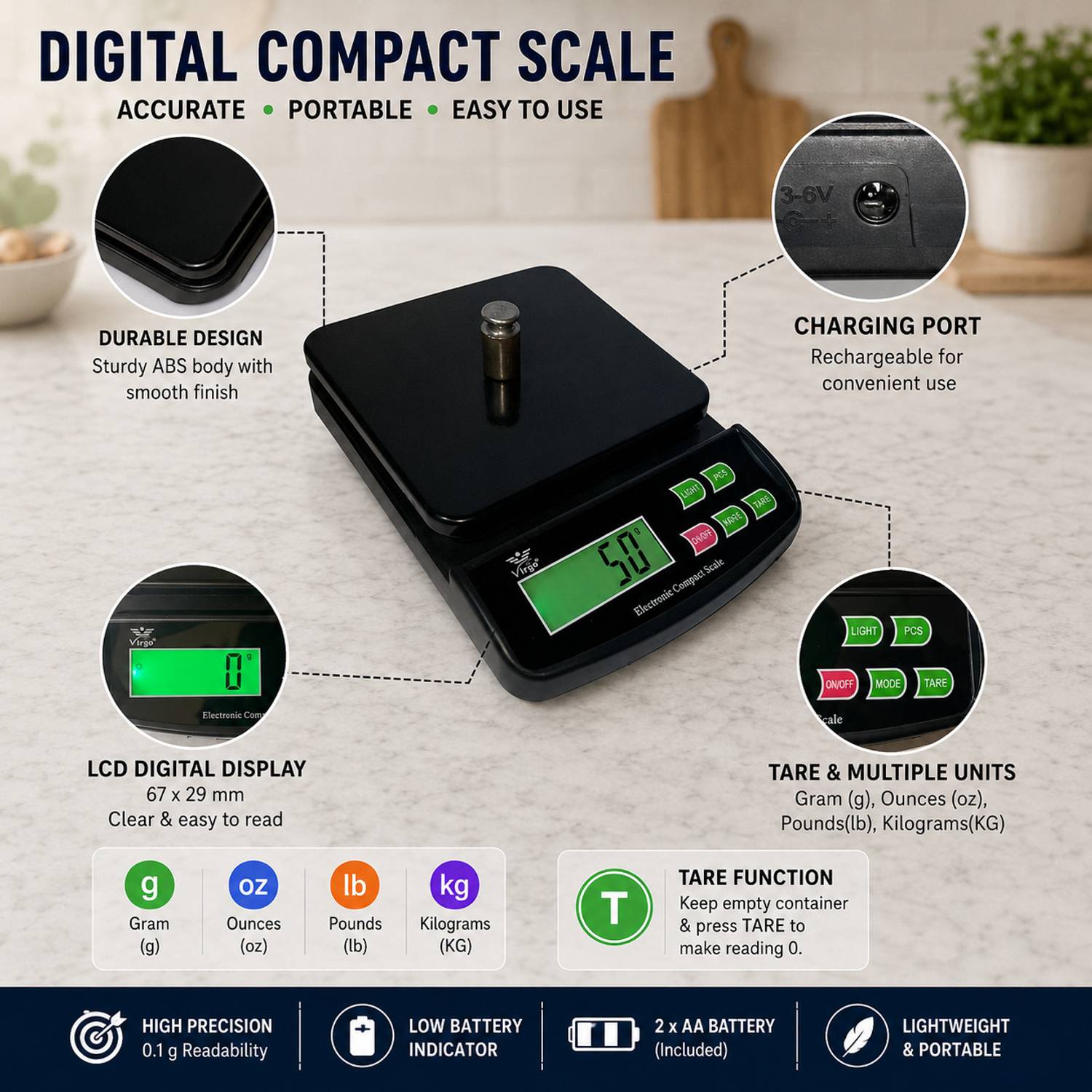 VBR's 10Kg Digital Kitchen Weighing Scale - Image 3
