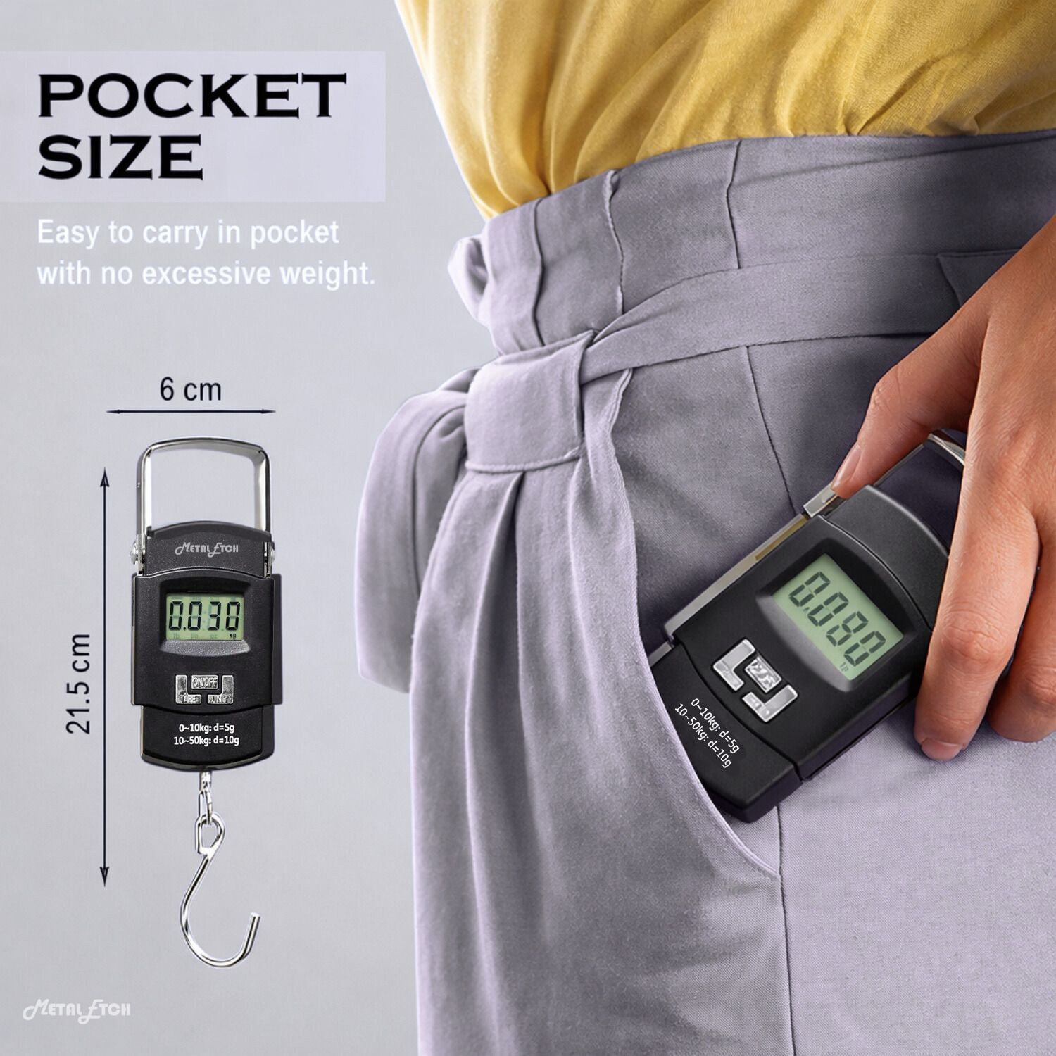 Image of Metal Etch Digital portable weighing machine |1 Year Warranty| Hanging weight scale(Black) Weighing Scale