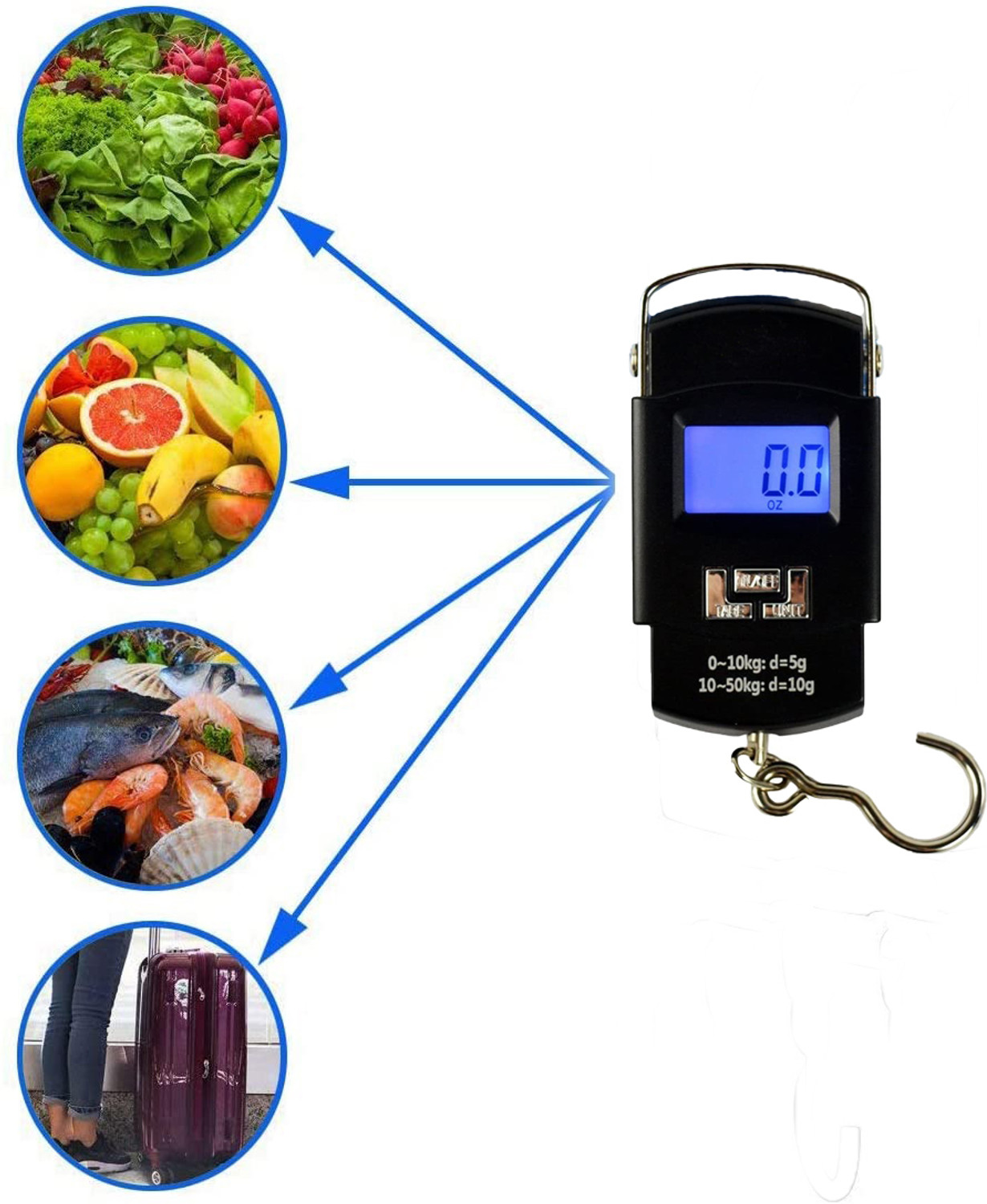 Image of Glancing Portable Hanging Luggage Weighing Scale- Portable Hanging Luggage Weight Machine Digital for Weighing Household Items Pocket Weight Machine /47 /KGac Weighing Scale