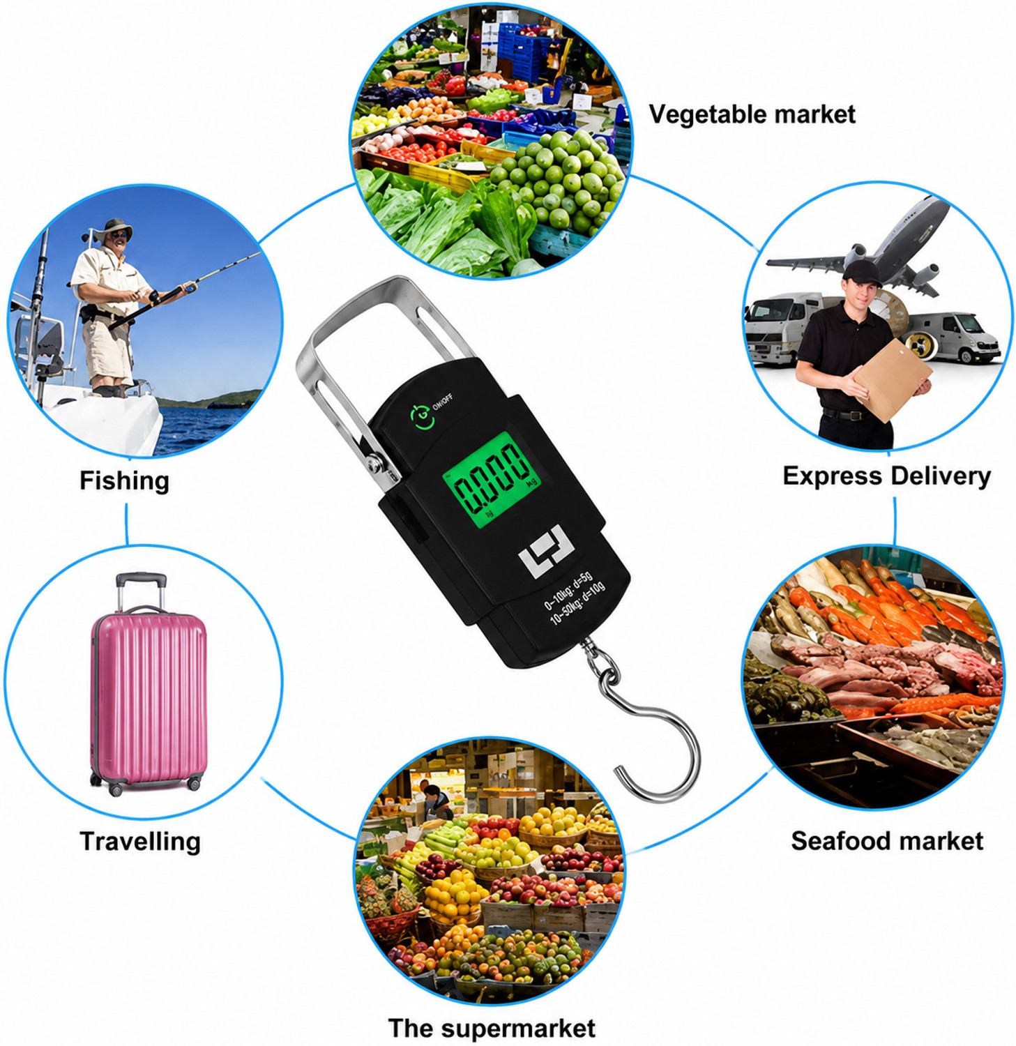 Image of Mahadi Digital Weighing Scale with Metal Hook-50 Kg Luggage Weighing Scale