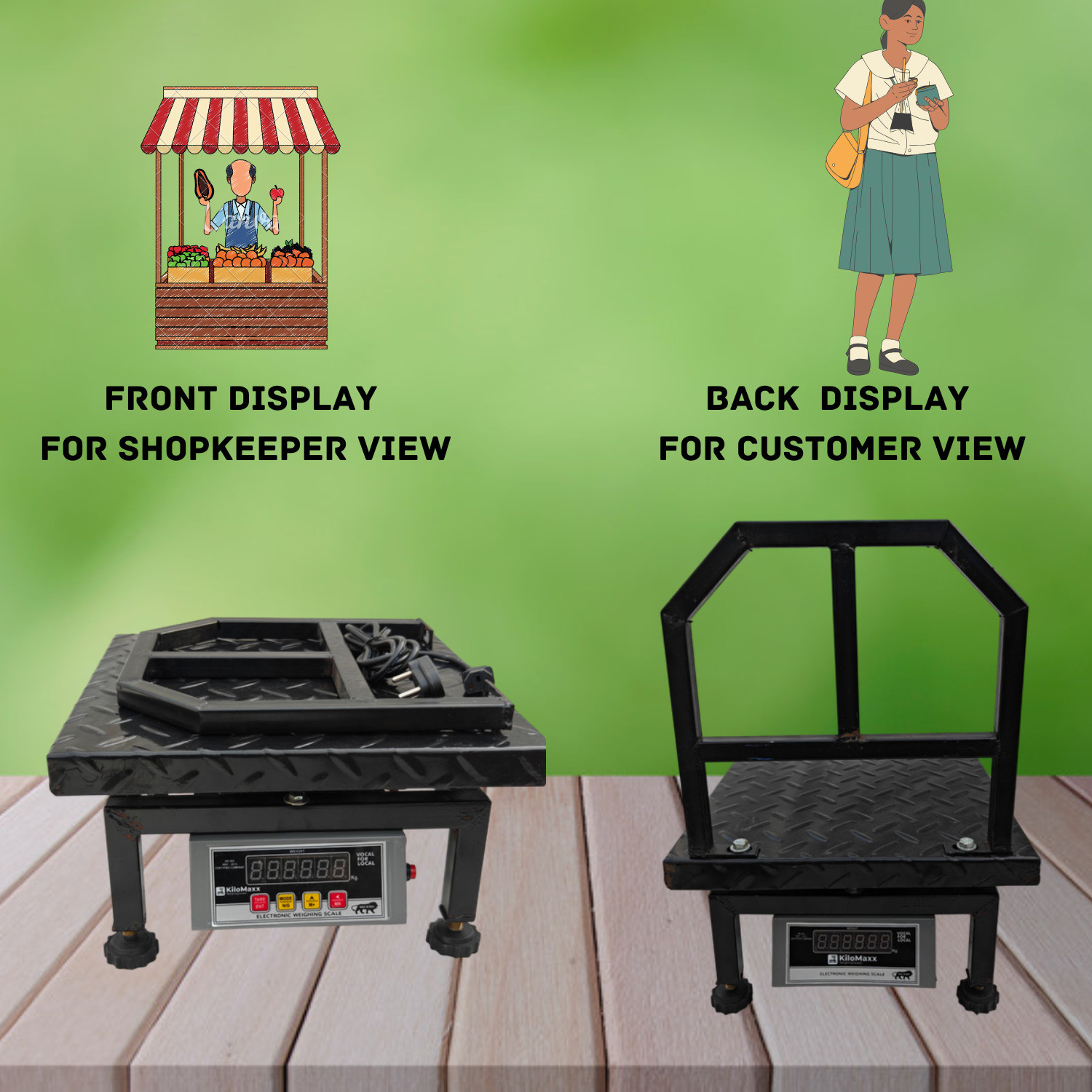 Image of KiloMaxx 200Kg With Double Ultra Bright Green Display For Shop Industrial Uses Factories Weighing Scale