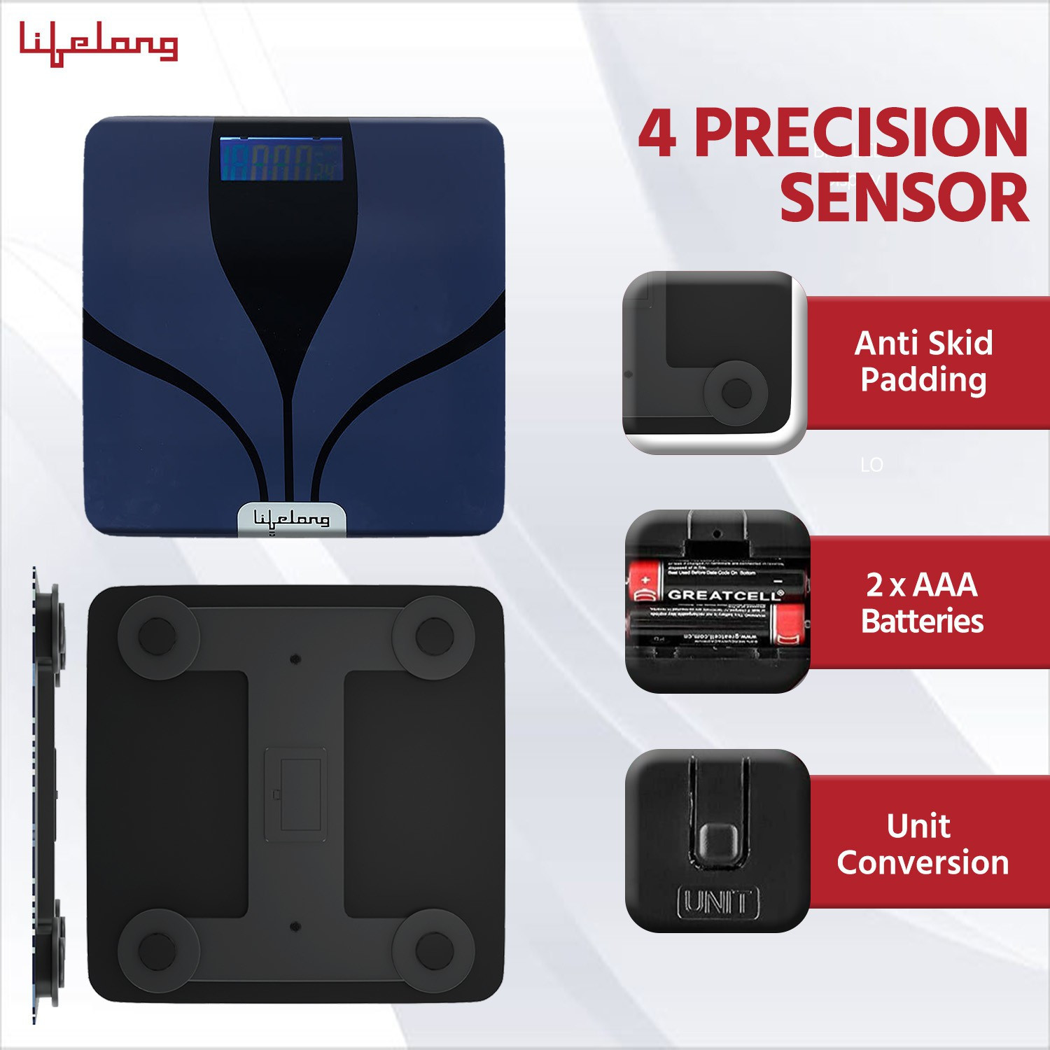 Image of Lifelong Glass Weight Machine Weighing Scale (Blue)