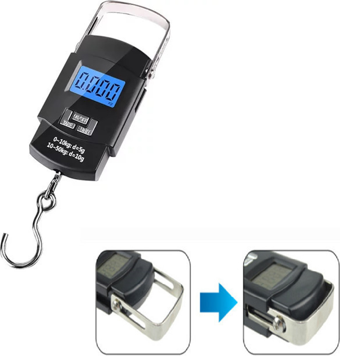 Image of Hanging 50Kg Portable Luggage Weight Machine Digital for Weighing Household Items Weighing Scale (Black)