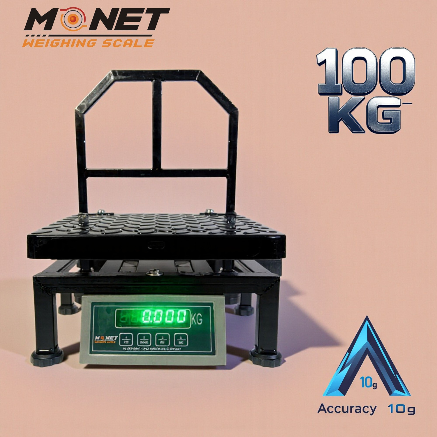 Image of monet international MI-29 100kg, Dual Bright Green Display For Shop, Industrial Uses, Factories Weighing Scale ((Dark Black 12*12 Inches MS))