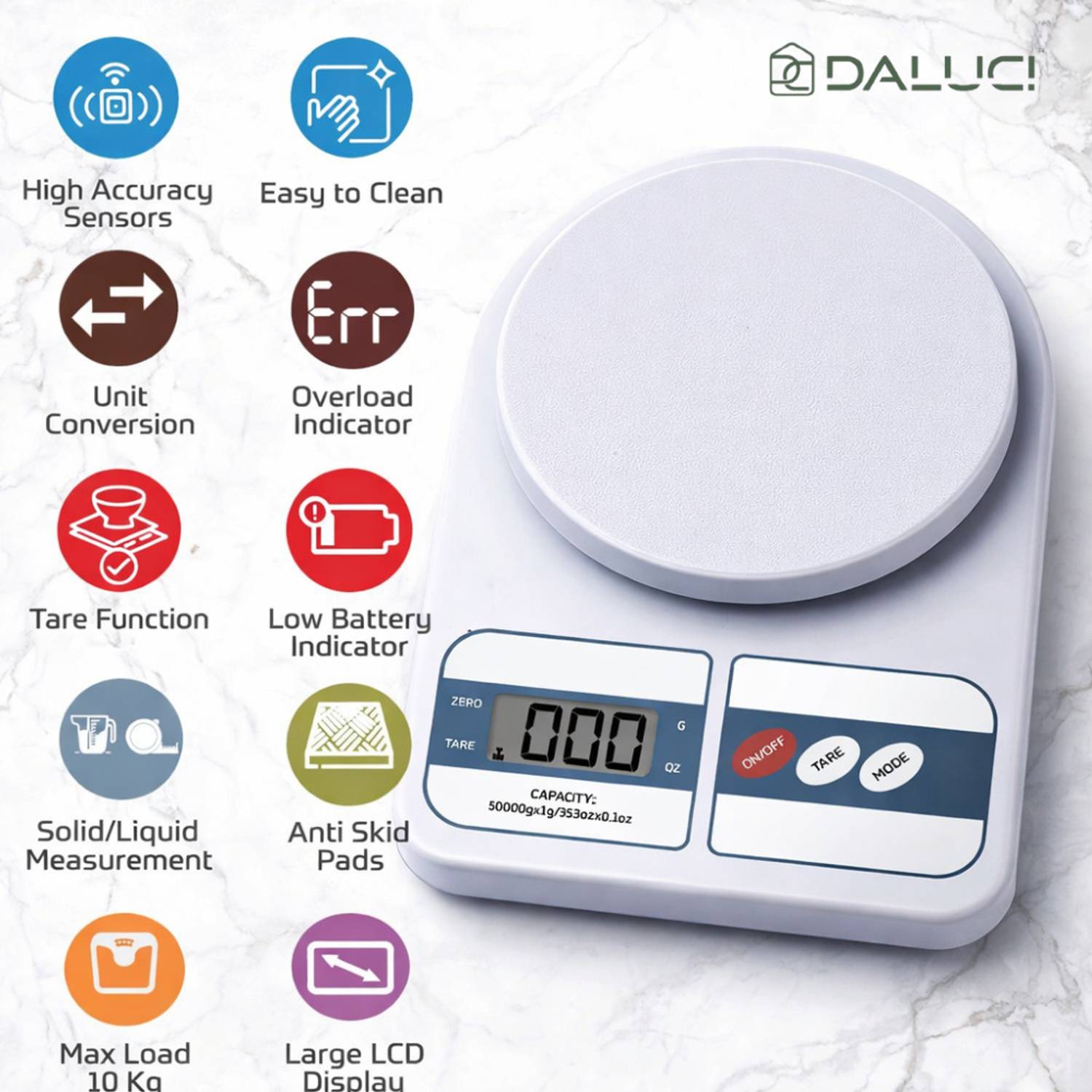 DALUCI Digital Kitchen Weighing Scale 10kg - Image 4