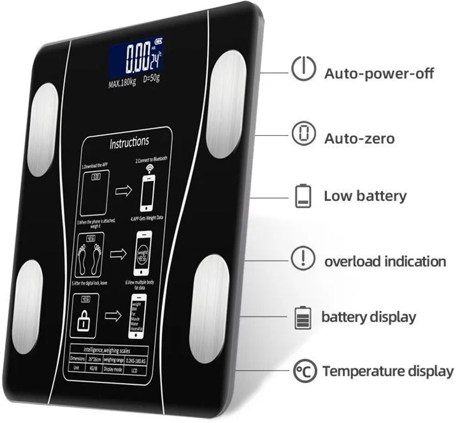 Image of CT-BDS Smart Connected Electronic Digital Weighing Scale / BMI Scale, Large LCD Display Weighing Scale