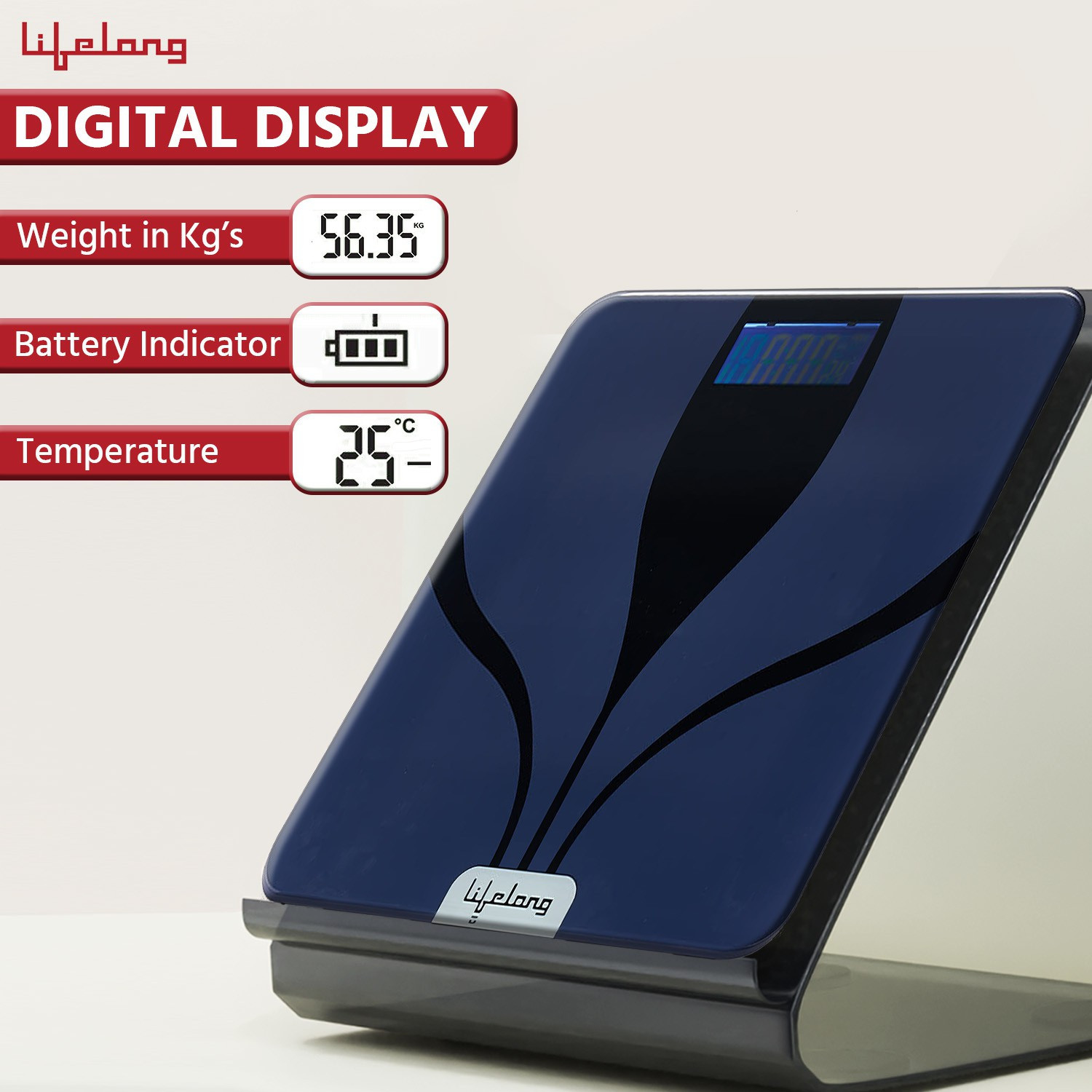 Image of Lifelong Glass Weight Machine Weighing Scale (Blue)