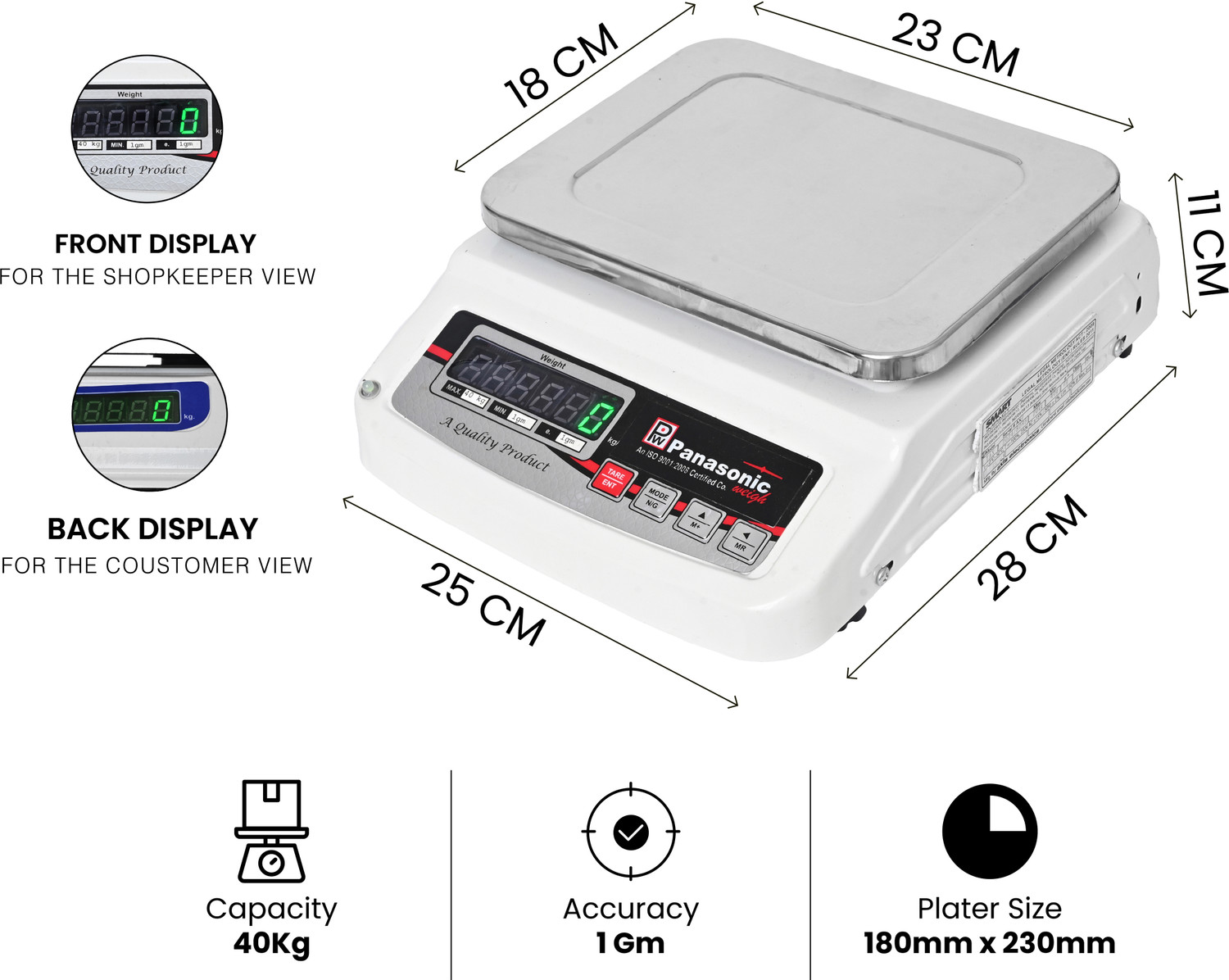 Image of Costco PANASONIC WEIGH MS40K,40Kg with Eco Sense Technology F /B Display Weighing Scale