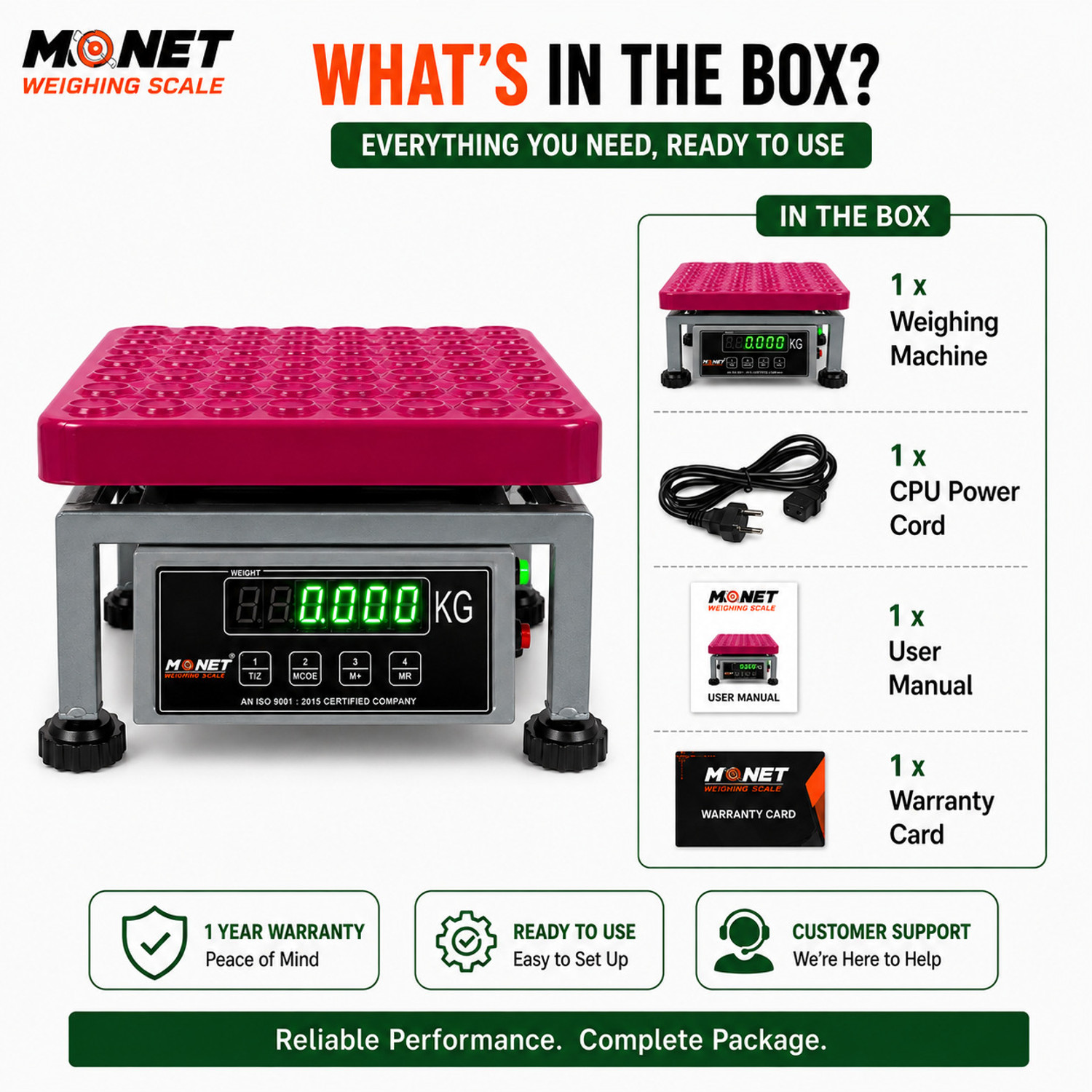 Image of Monet weighing scale 60kg MS ; High Precision ; Portable ; 2 Days Battery Backup Weighing Scale (Ash Rose)